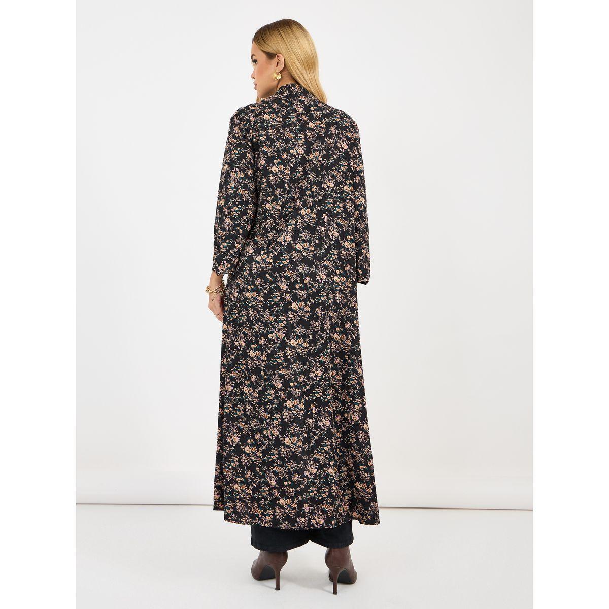 Styli All-Over Floral Print Open Front Abaya-women-arabicclothing-abayas-image-4
