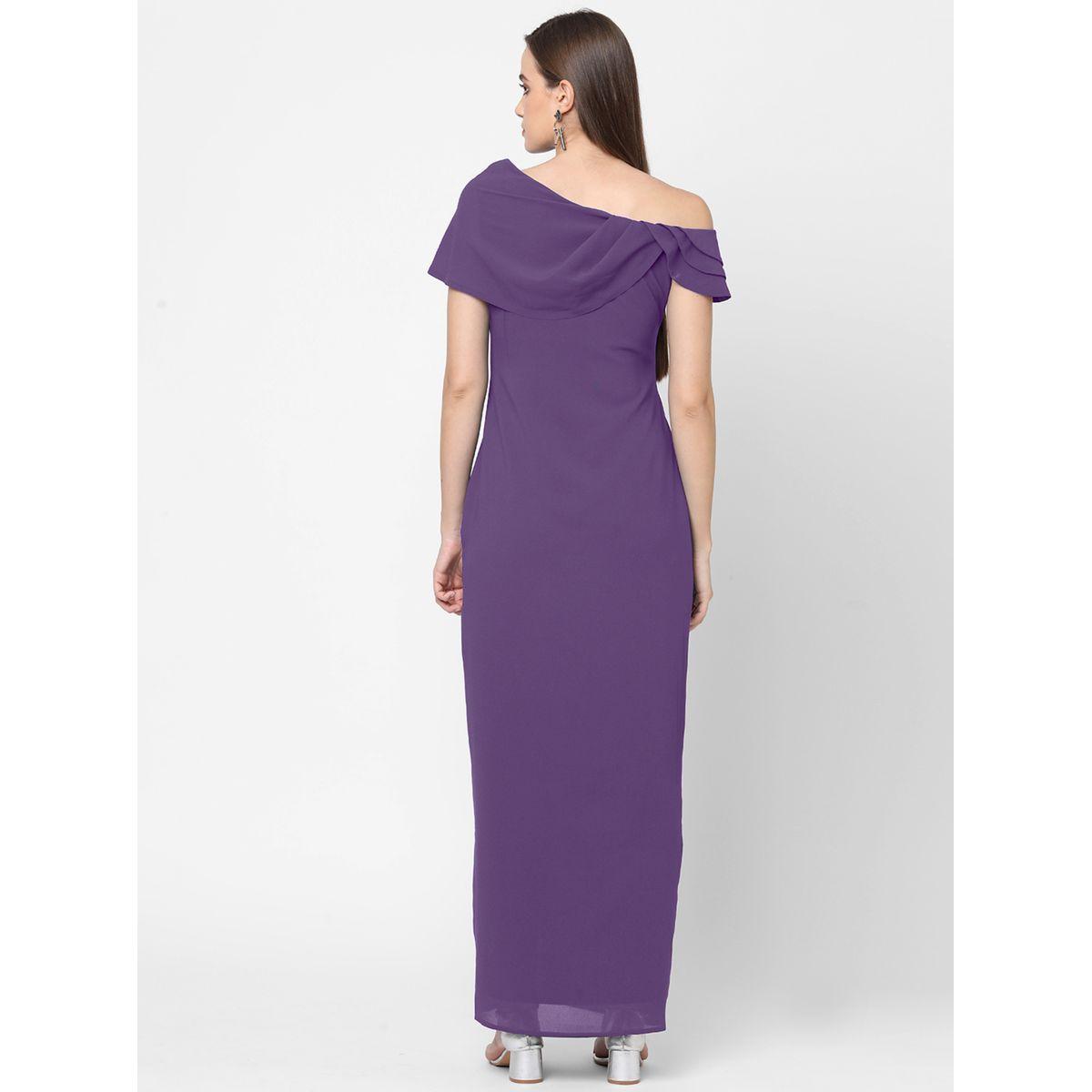 Mish X Styli  Draped Asymmetric Neck Sheath Maxi Dress with High Slit-women-clothing-dresses-image-6
