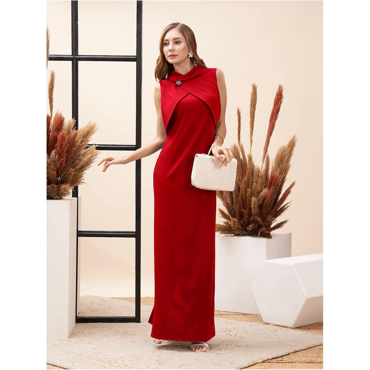 Mish X Styli  Collared Overlap Detail Maxi Dress with Back Slit-women-clothing-dresses-image-1