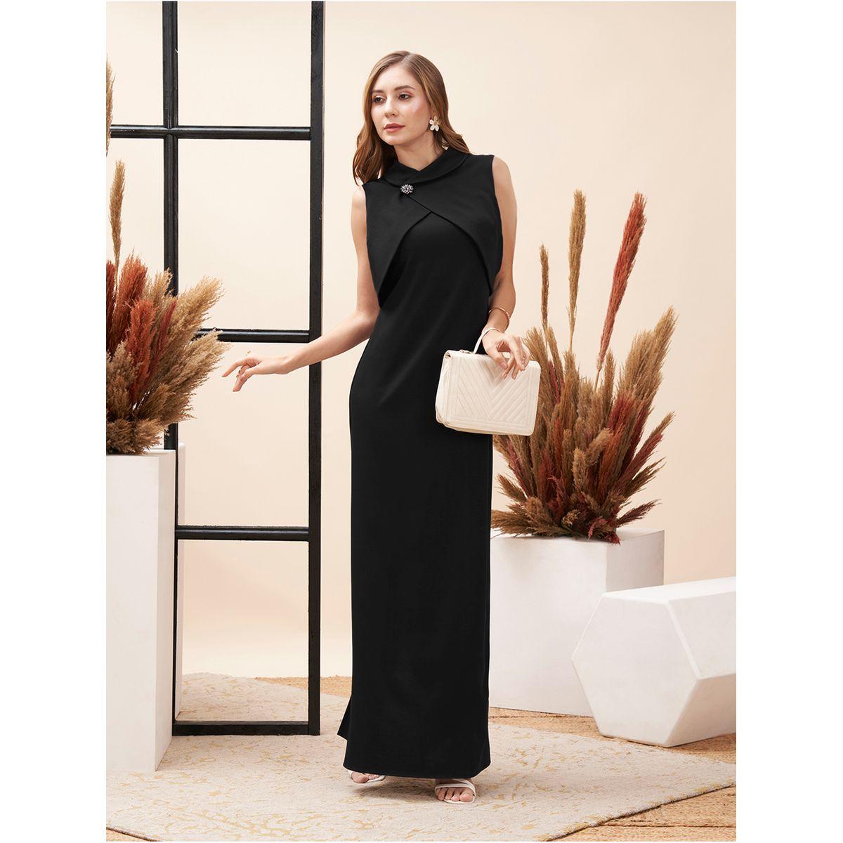 Mish X Styli  Collared Overlap Detail Maxi Dress with Back Slit-women-clothing-dresses-image-1