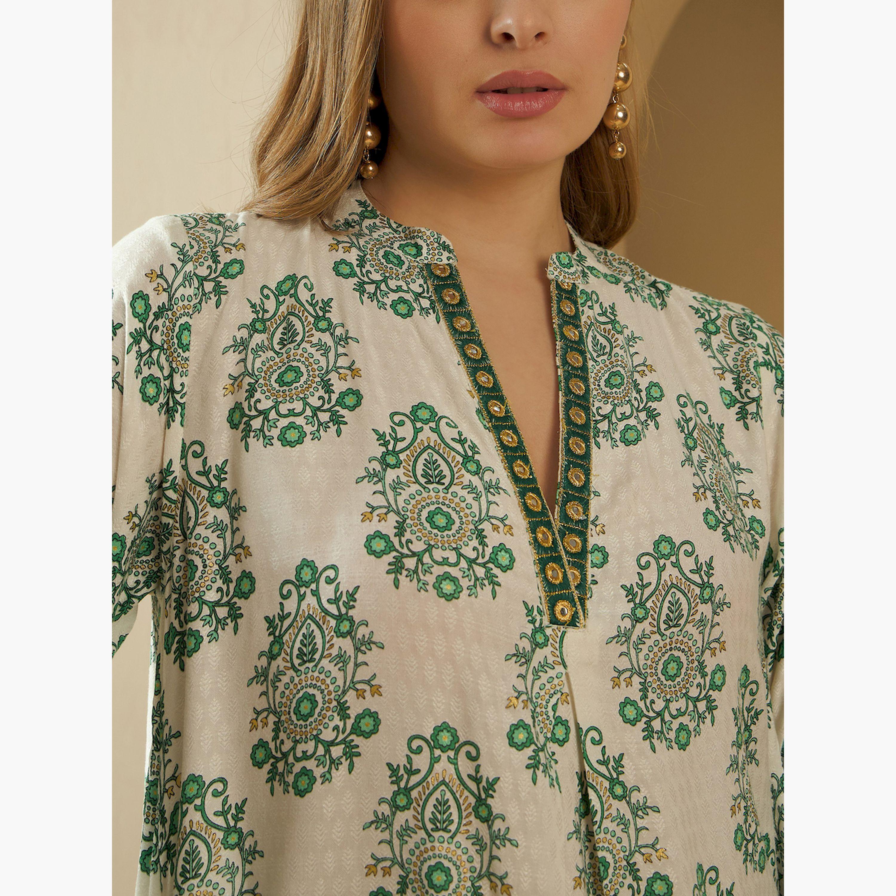 أميرة x ستايلي جلابية مطبعة بالكامل مع تفاصيل مُطرّزة-women-arabicclothing-jalabiyas-image-4