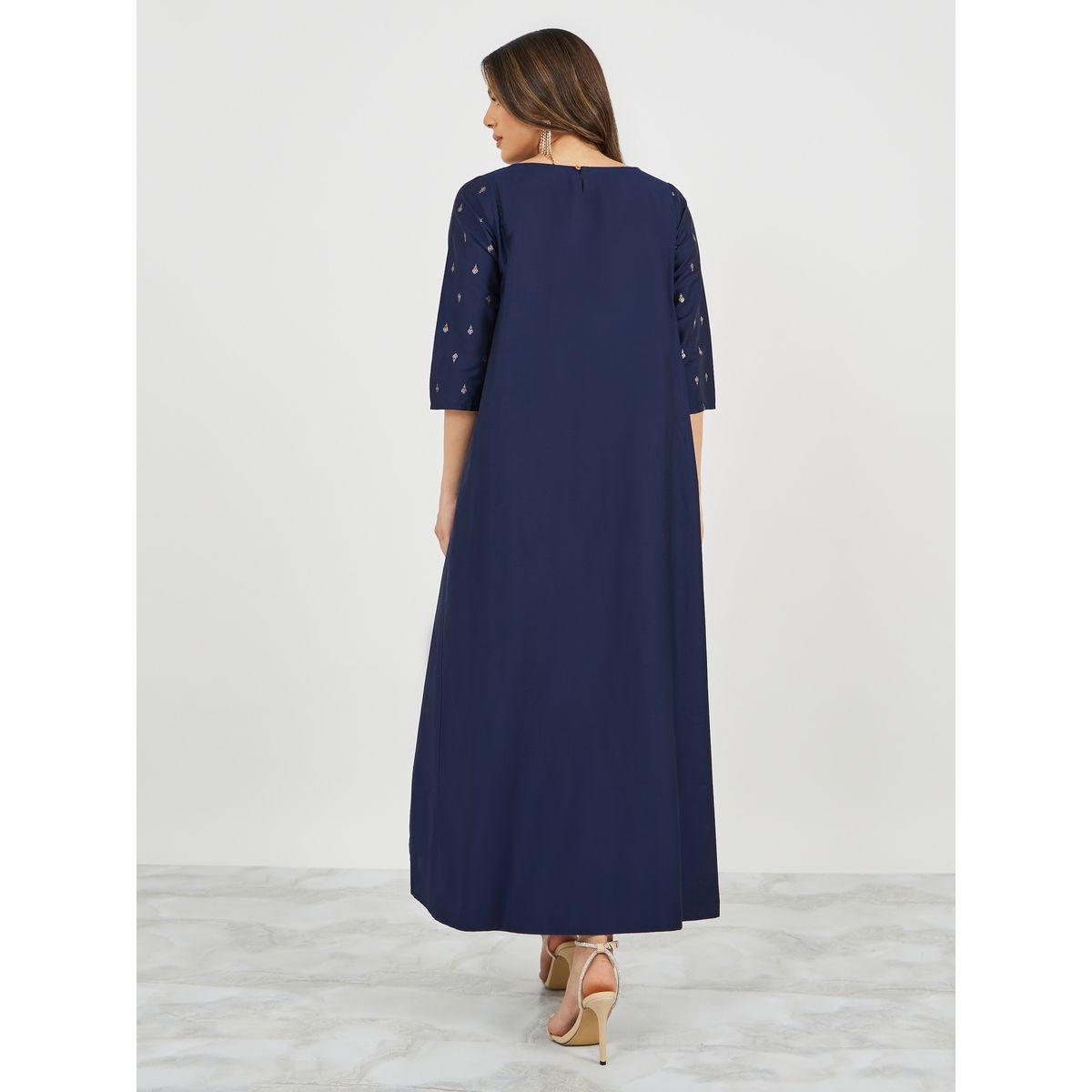 Textured Foil Print Flared Jalabiya-women-arabicclothing-jalabiyas-image-7
