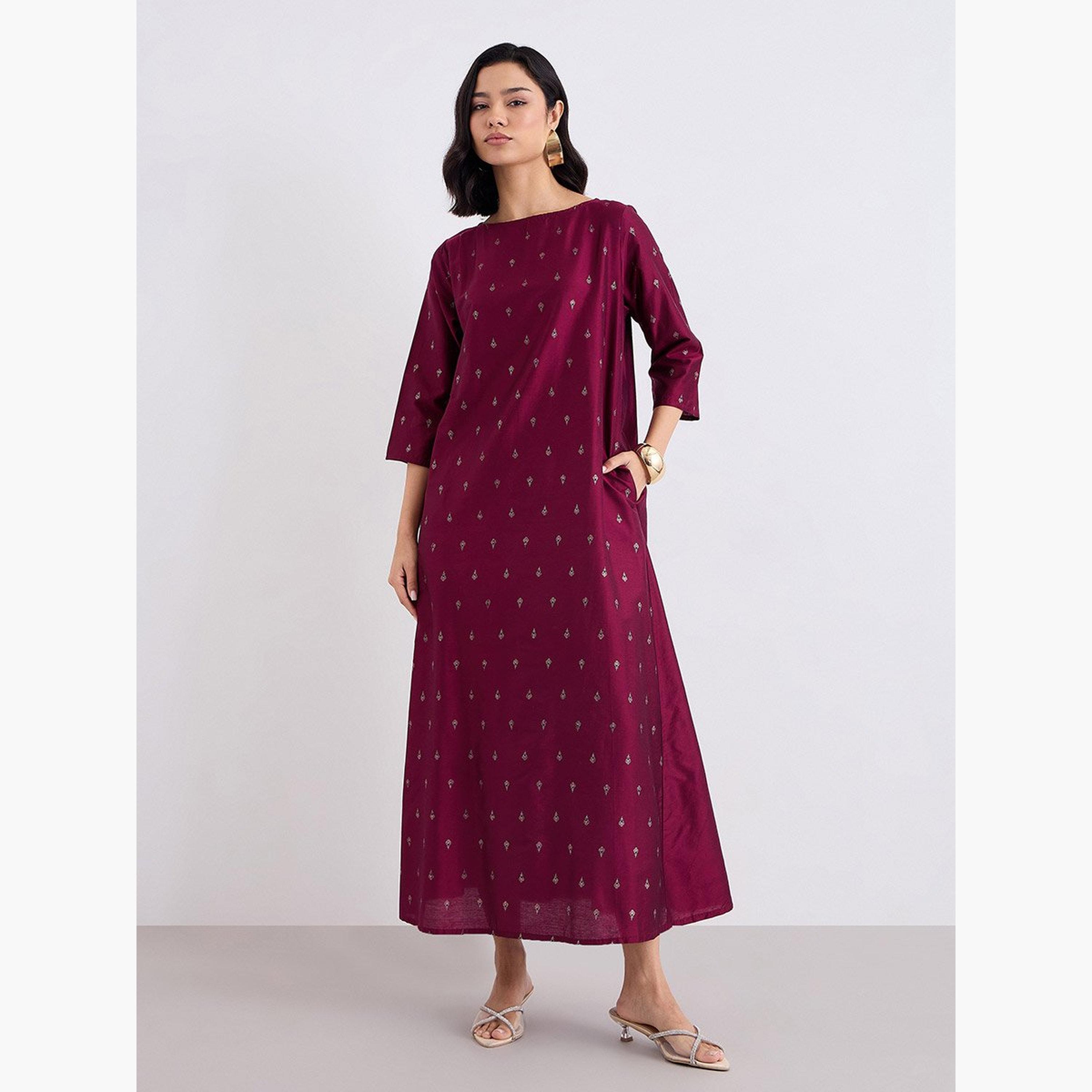 ستايلي - جلابية واسعة بطبعة رقائق معدنية-women-arabicclothing-jalabiyas-image-2