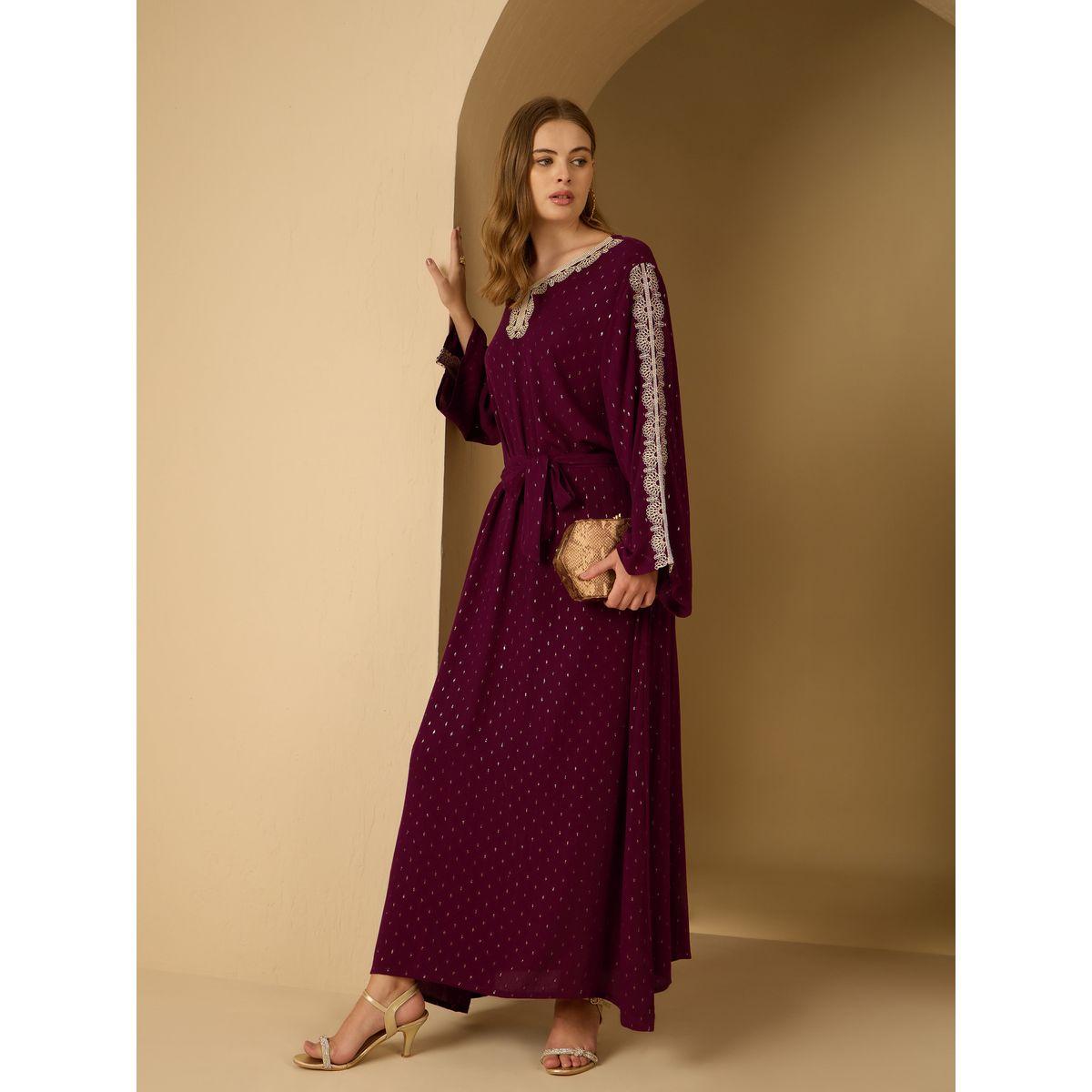 جلابية بتفاصيل مُطرزة مع حزام خصر-women-arabicclothing-jalabiyas-image-1