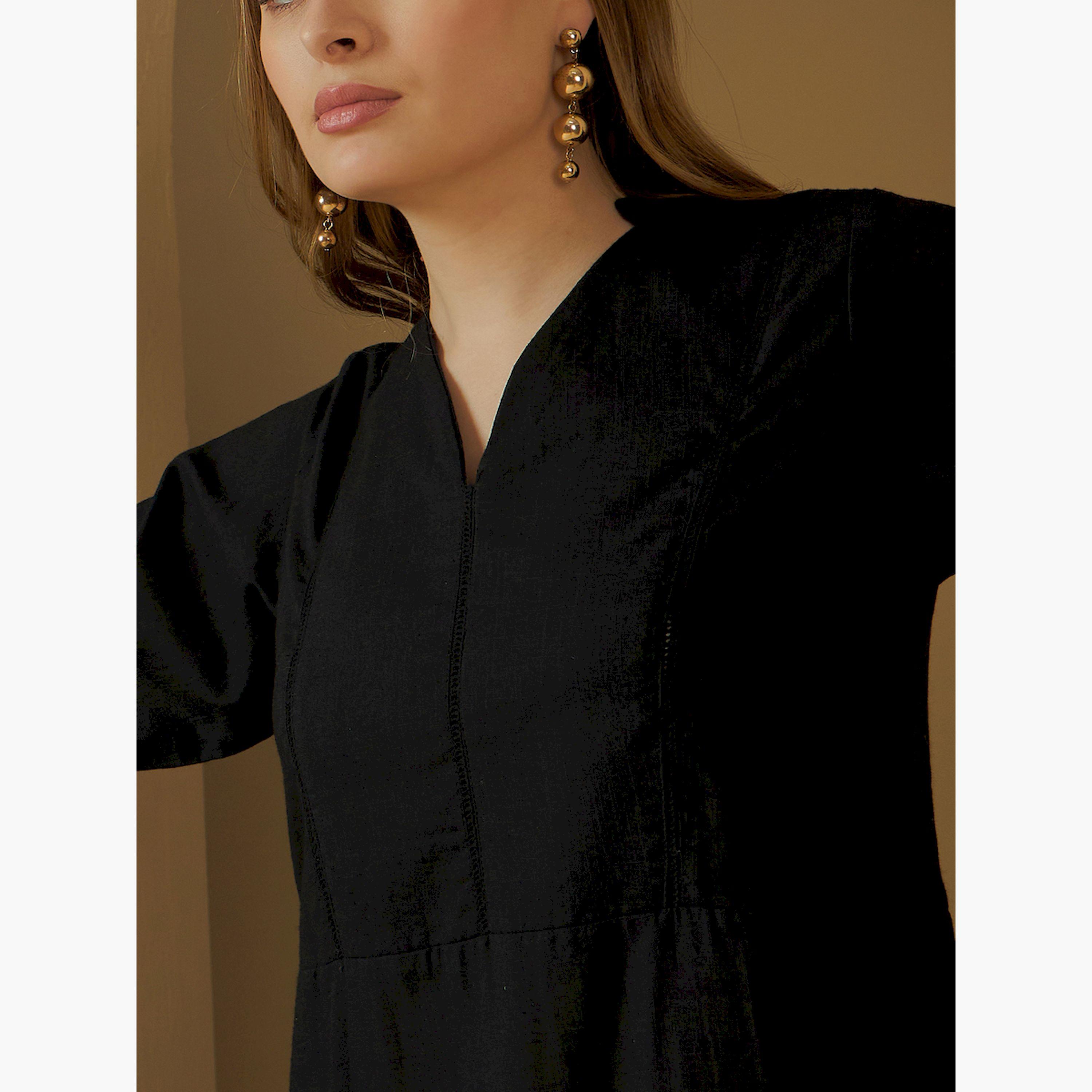 Styli Embroidered Trim V-Neck A-Line Jalabiya-women-arabicclothing-jalabiyas-image-4