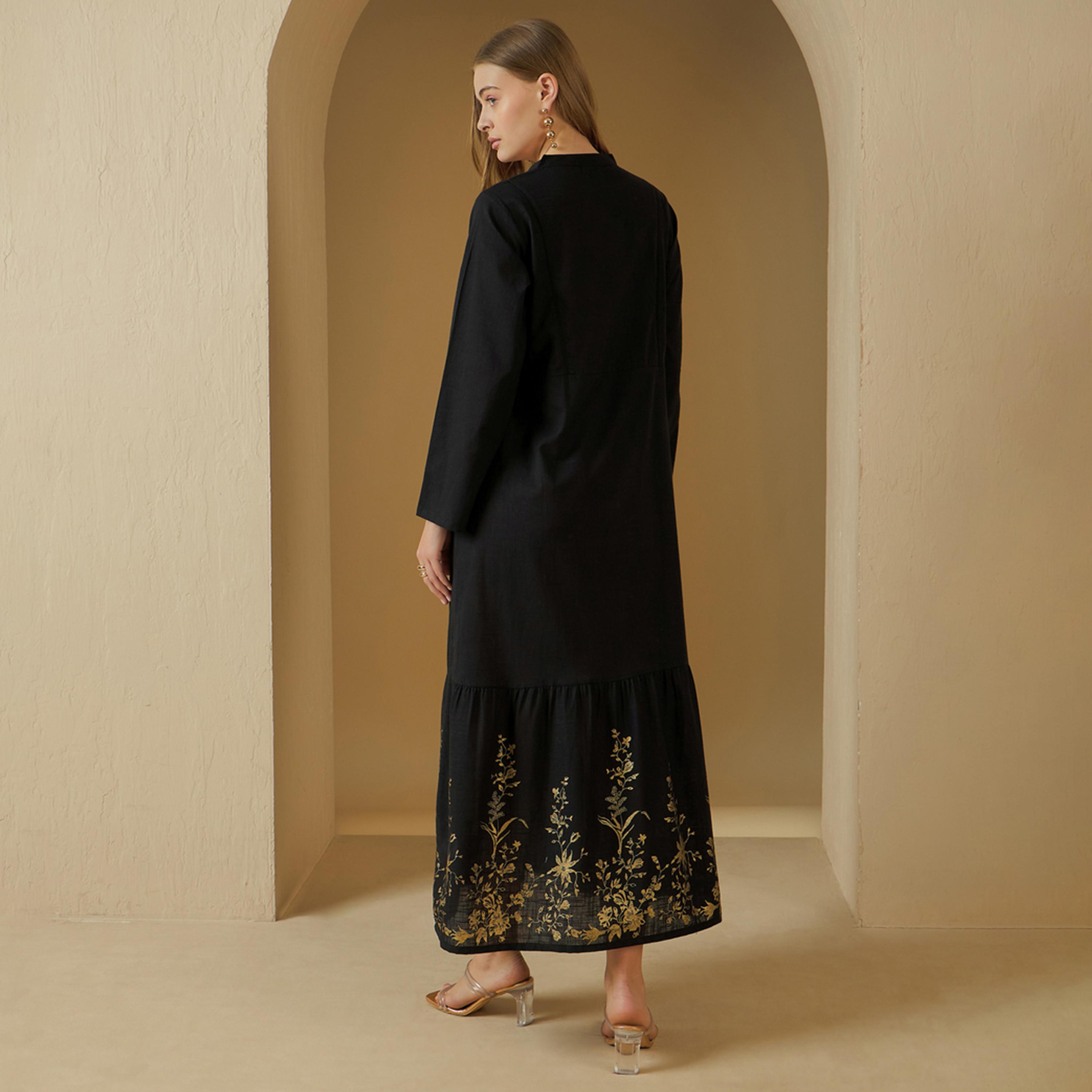 ستايلي - جلابية مطرزة برقبة على شكل V-women-arabicclothing-jalabiyas-image-5