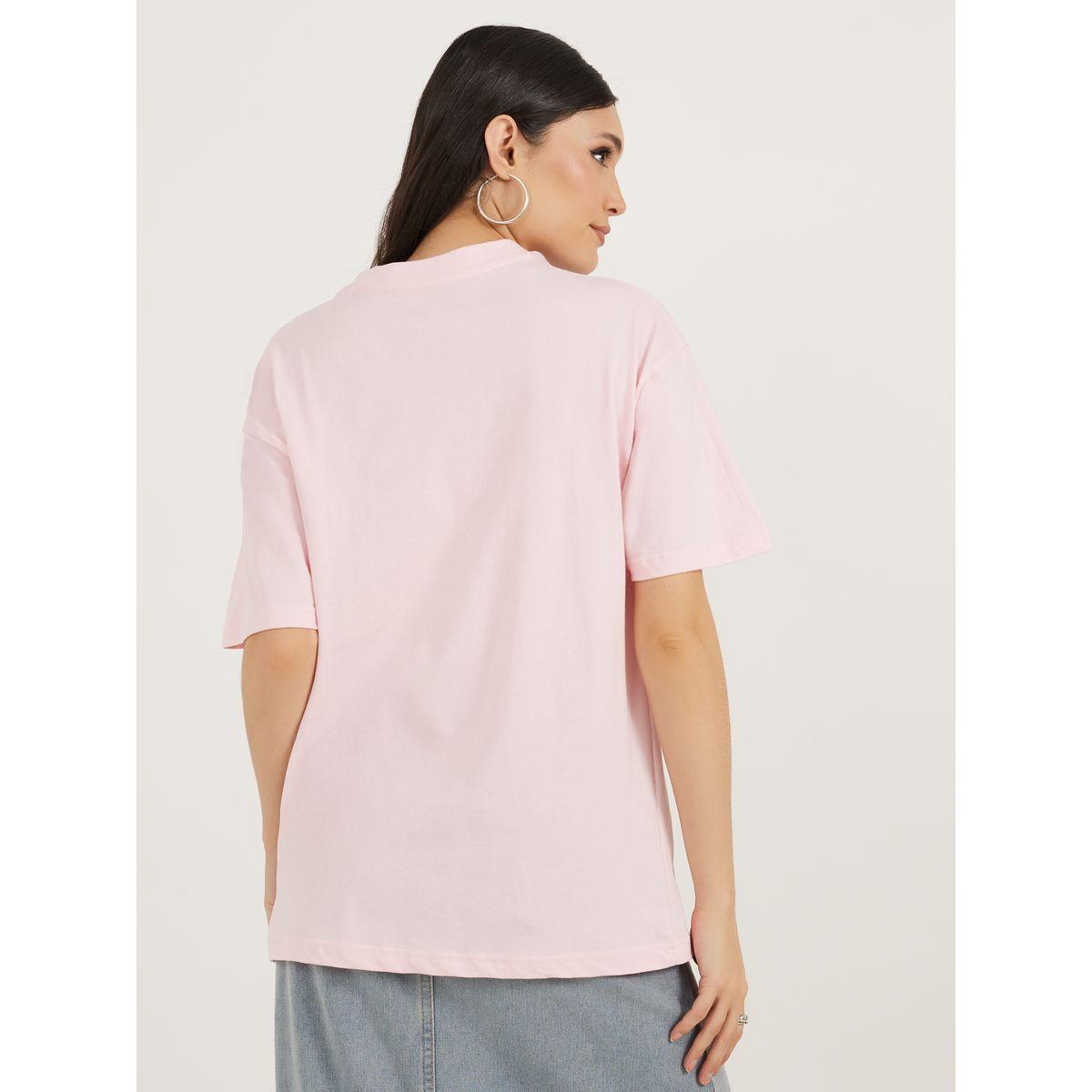 Embroidered Slogan Detail Round Neck Jersey T-Shirt-women-clothing-tshirts-image-4