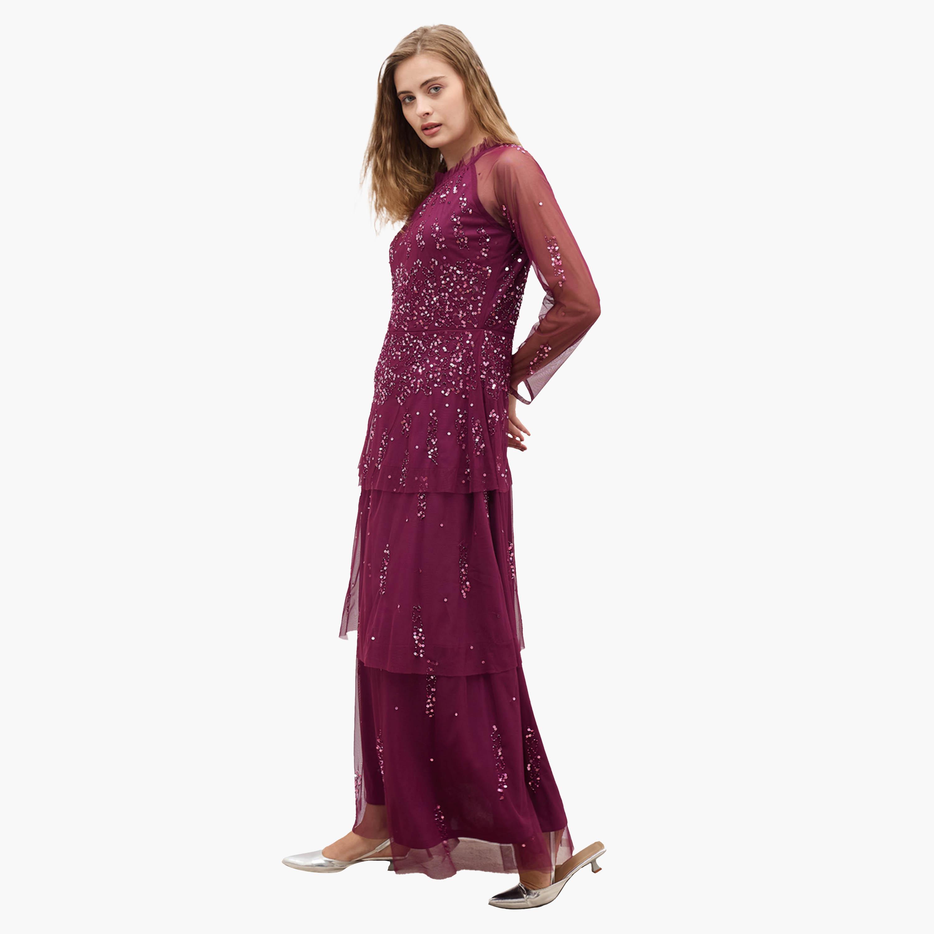 Styli Embellished Long Sleeve Tiered Maxi Dress-women-clothing-dresses-image-3