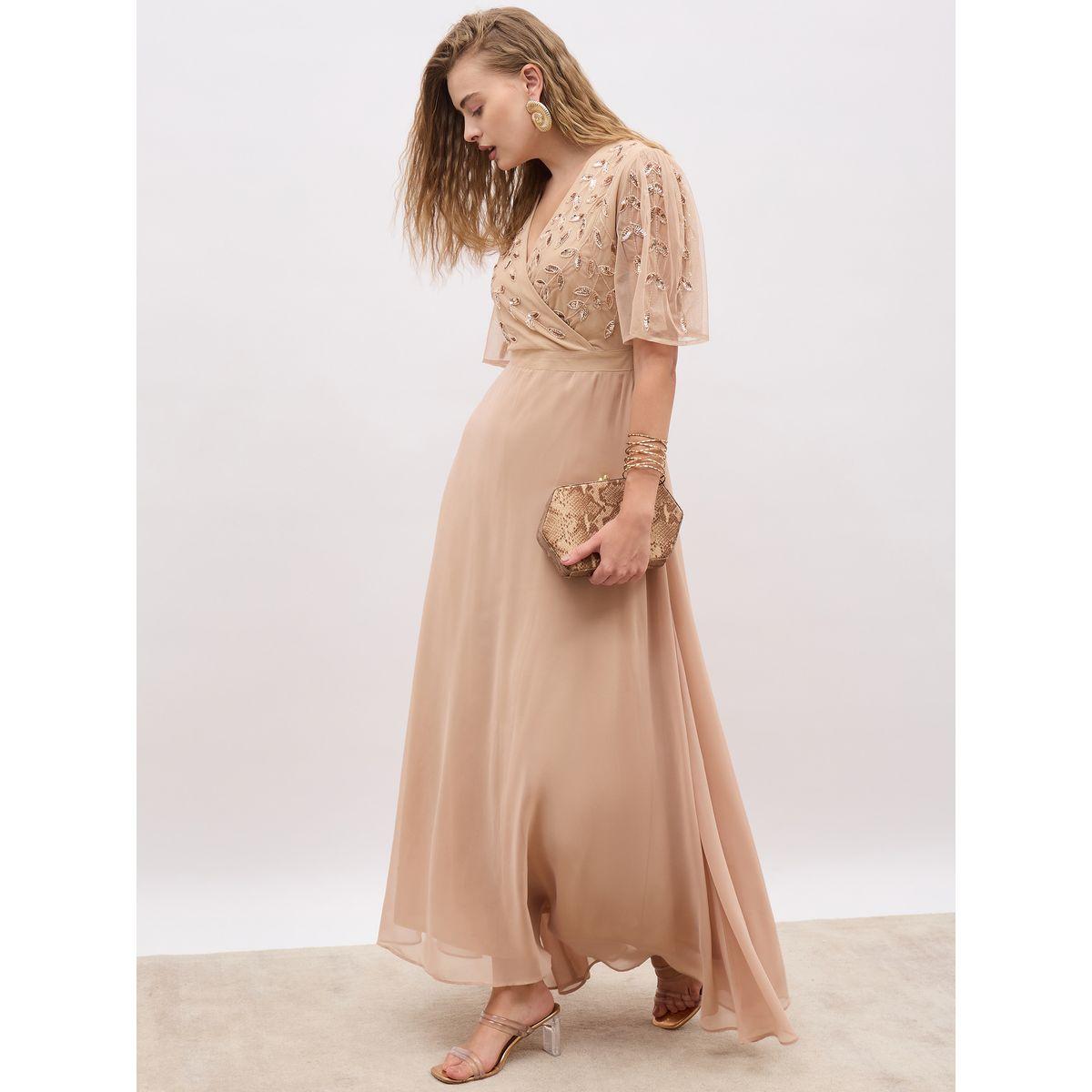 Styli Embellished Flared Sleeves A-Line Maxi Dress-women-clothing-dresses-image-1