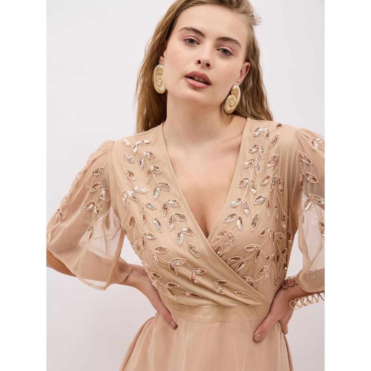 Styli Embellished Flared Sleeves A-Line Maxi Dress-women-clothing-dresses-image-4