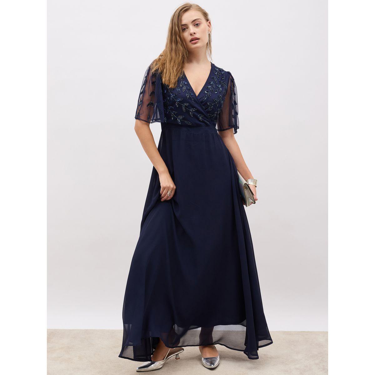 Styli Embellished Flared Sleeves A-Line Maxi Dress-women-clothing-dresses-image-1
