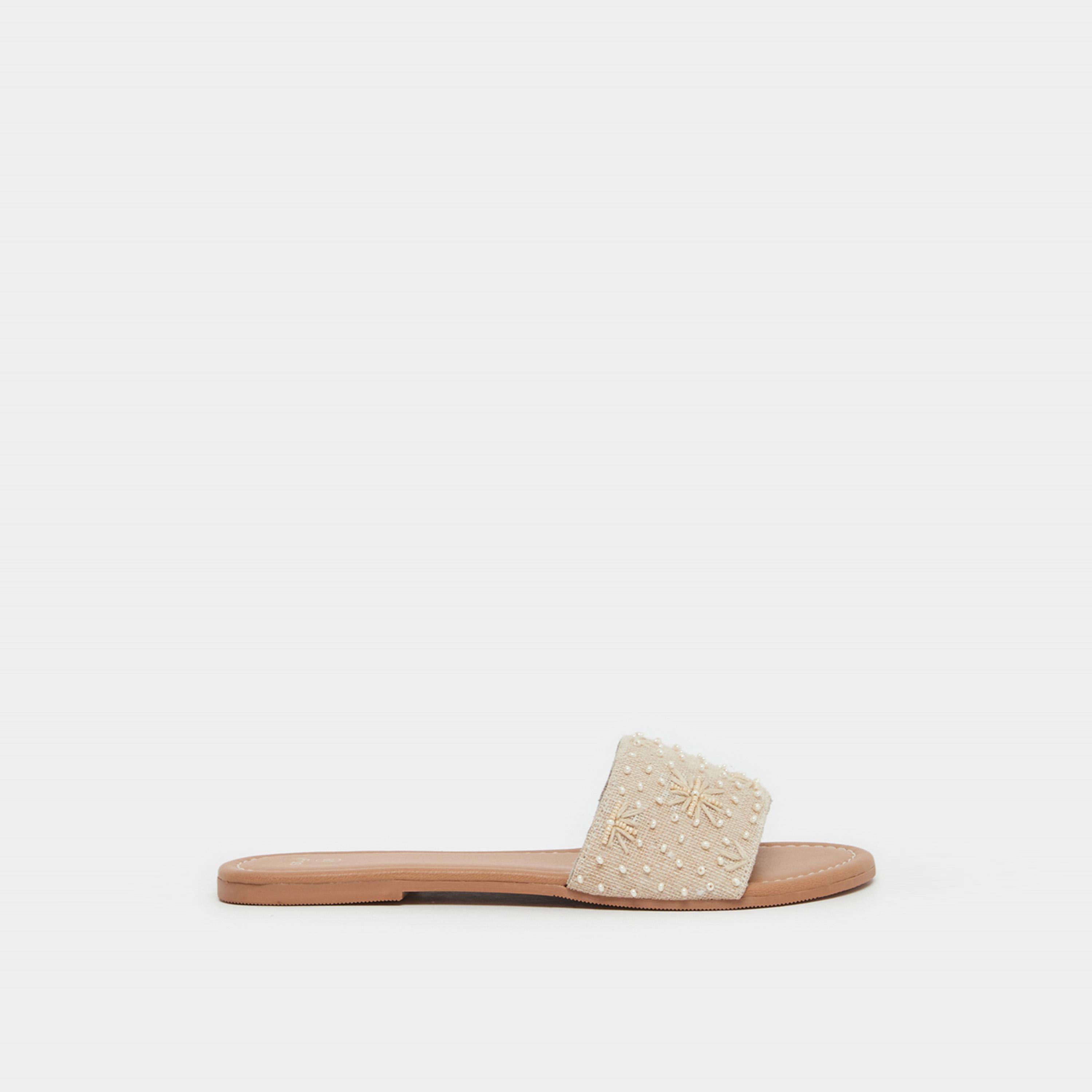 Styli Embellished Slip-On Flat Sandals-women-shoes-sandals-flats-image-2