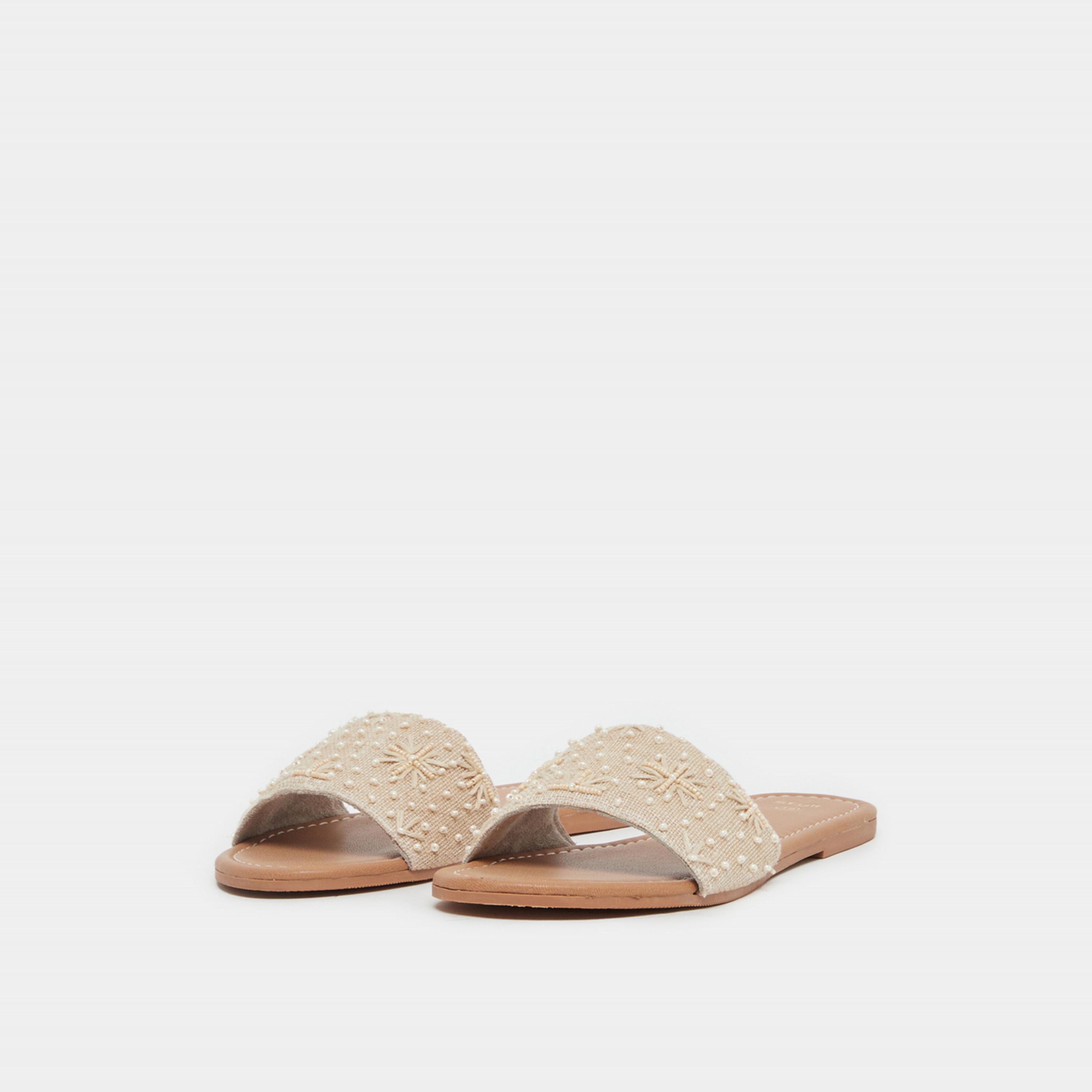 Styli Embellished Slip-On Flat Sandals-women-shoes-sandals-flats-image-3