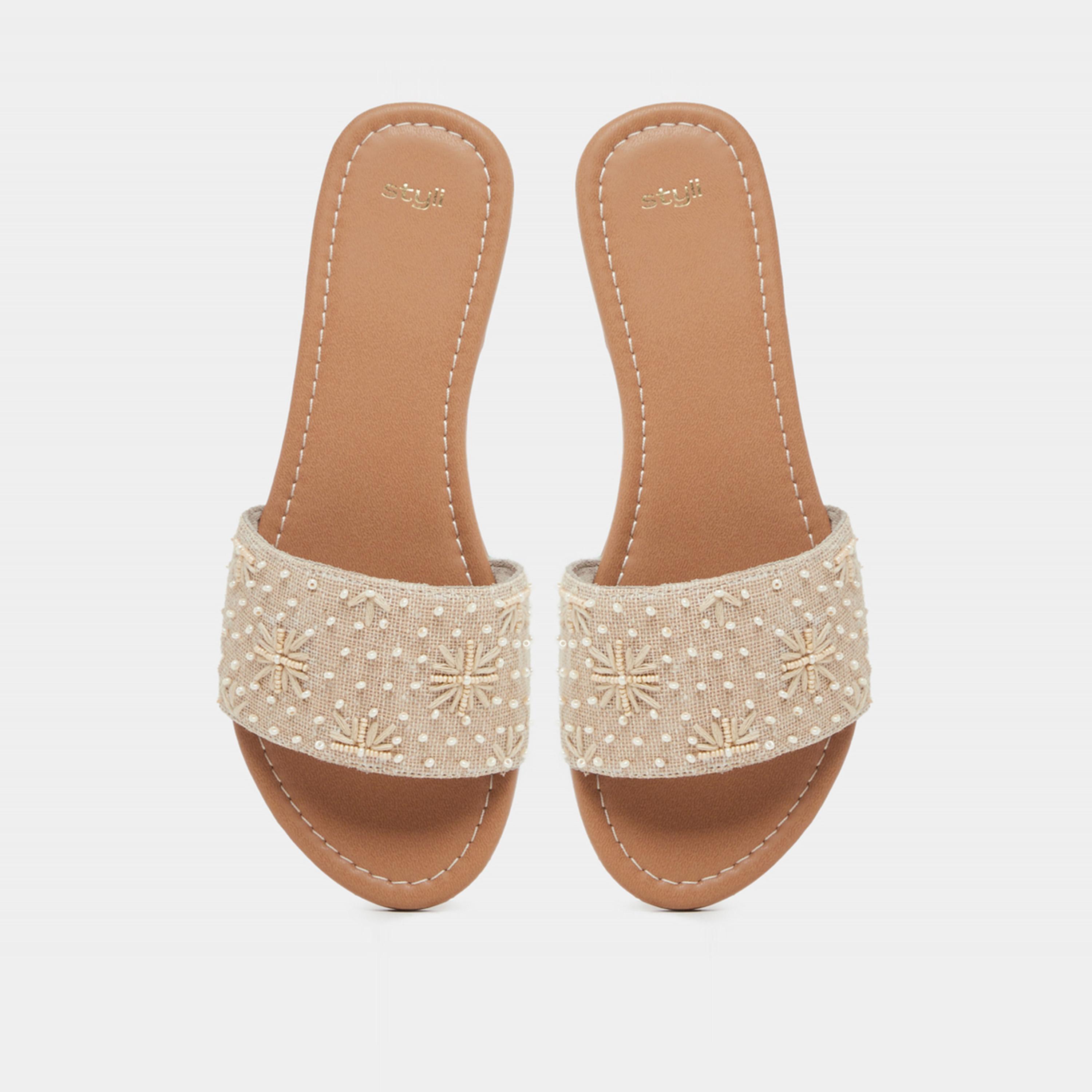 Styli Embellished Slip-On Flat Sandals-women-shoes-sandals-flats-image-6
