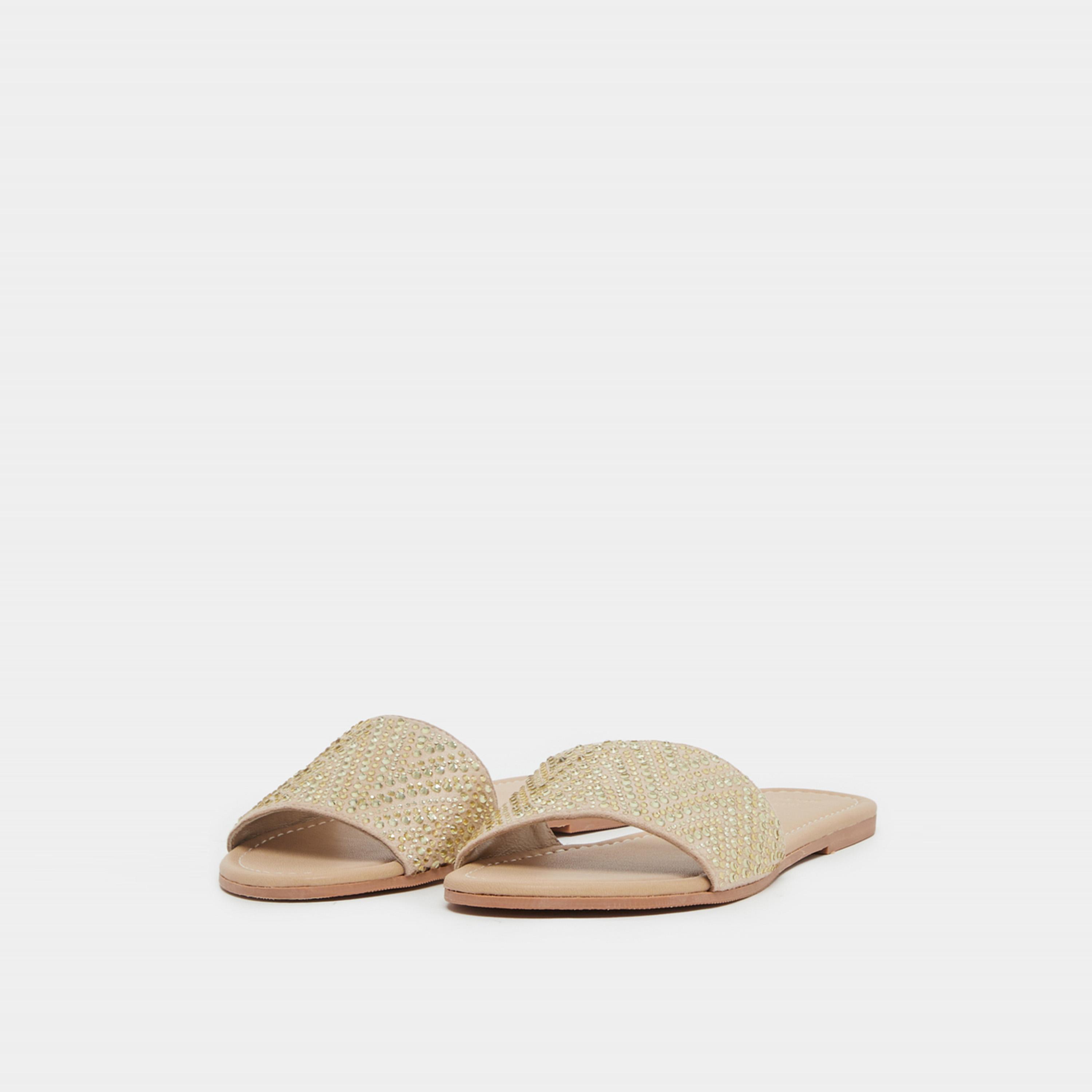Styli Embellished Slip-On Flat Sandals-women-shoes-sandals-flats-image-3