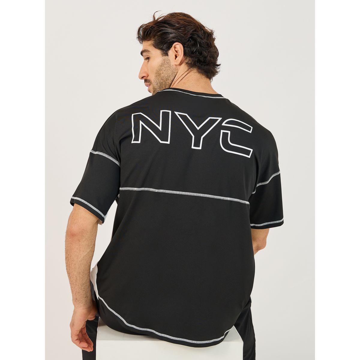 Styli NYC Print Stretch Oversized T-Shirt with Contrast Detail-men-clothing-sportswearandactivewear-tshirtsandpolos-image-1
