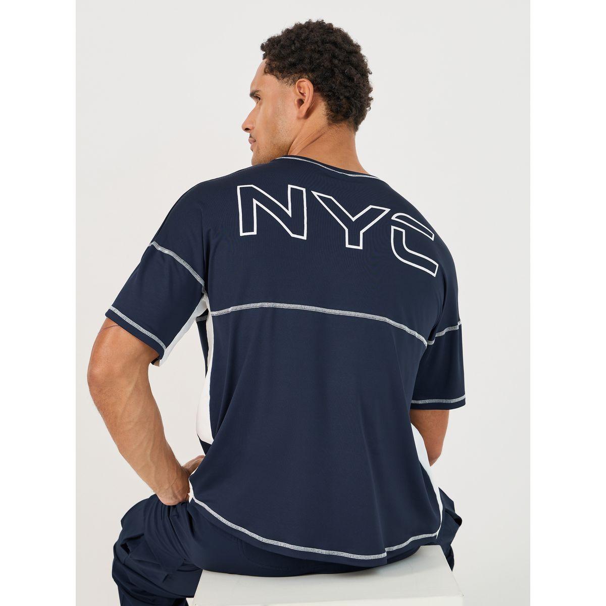 Slogan Print Stretch Oversized T-Shirt with Contrast Detail-men-clothing-sportswearandactivewear-tshirtsandpolos-image-1