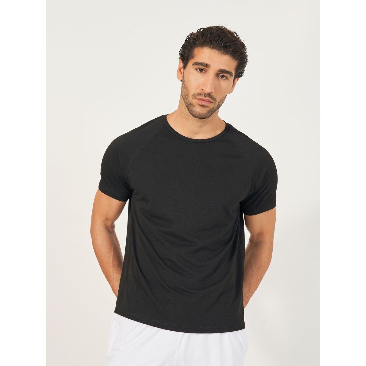 Styli Active Melange Knit Stretch Raglan Workout T-Shirt-men-clothing-sportswearandactivewear-tshirtsandpolos-image-1
