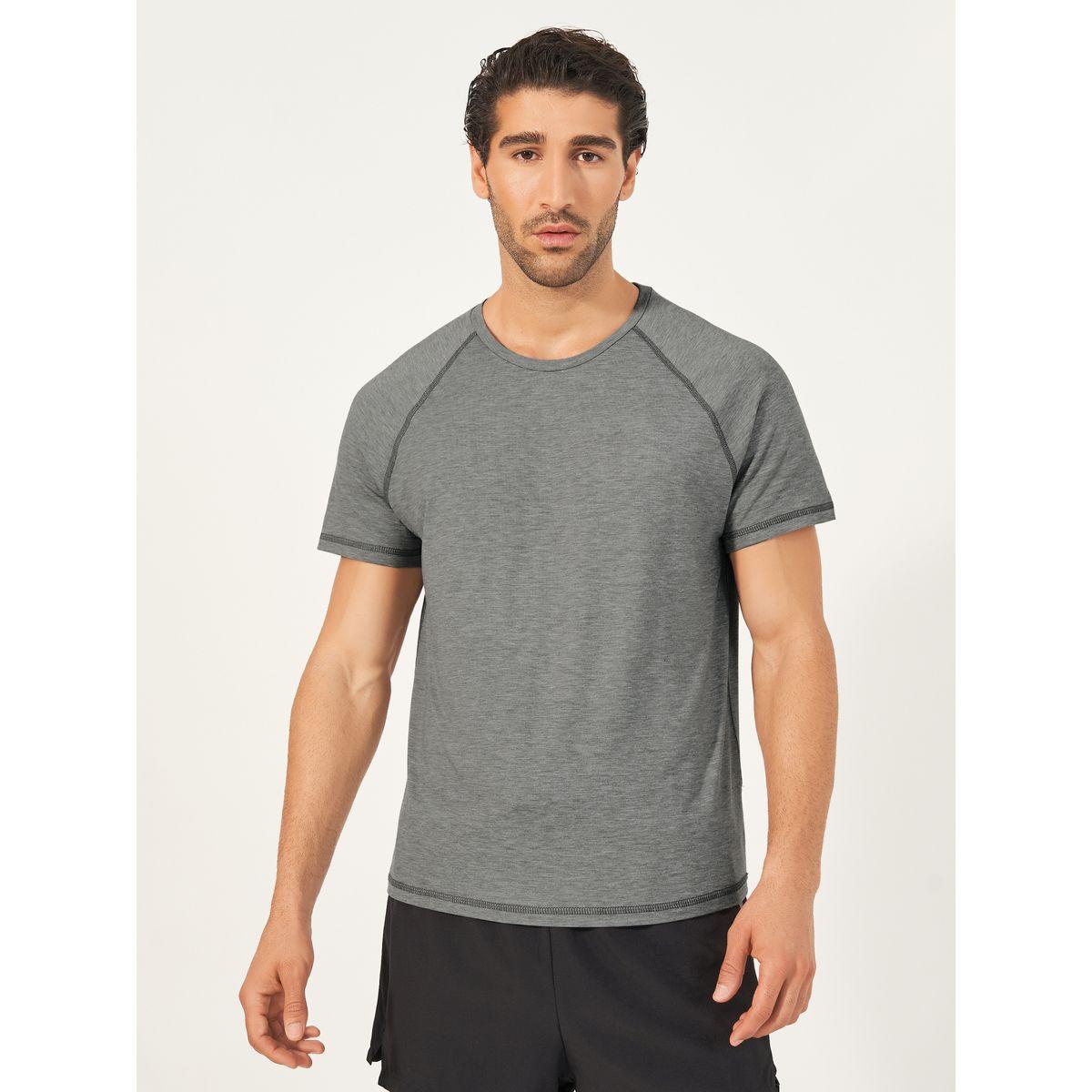 Styli Active Melange Knit Stretch Raglan Workout T-Shirt-men-clothing-sportswearandactivewear-tshirtsandpolos-image-1
