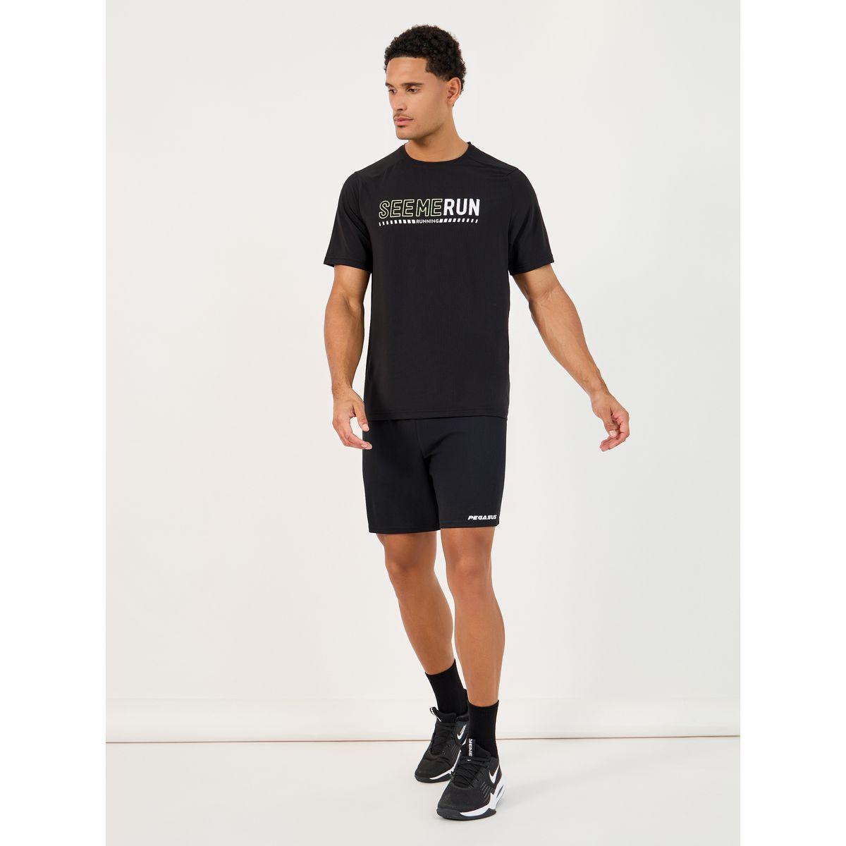 Minimal Text Print Mesh Running Shorts with Drawstring Waist-men-clothing-sportswearandactivewear-bottoms-shorts-image-2
