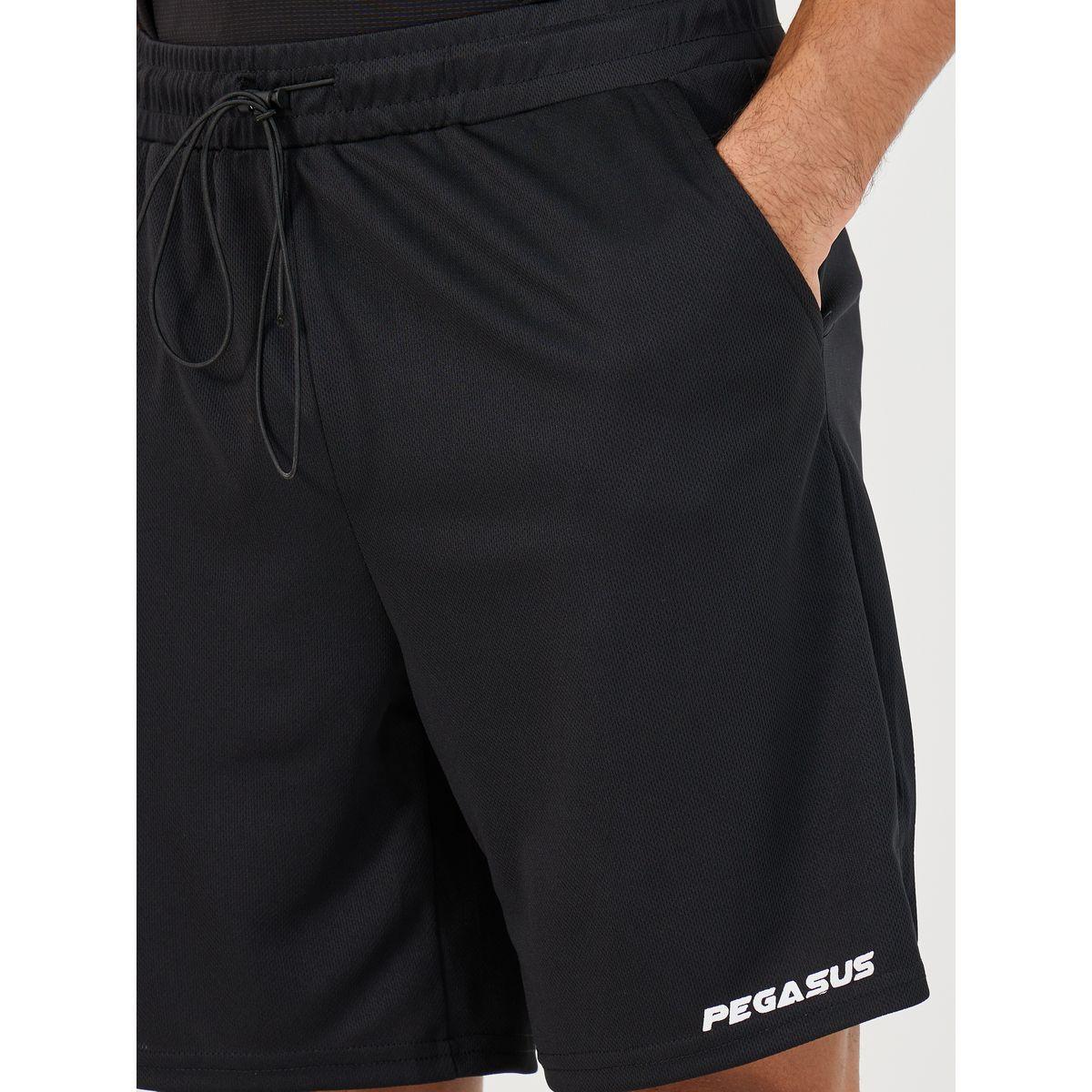 Minimal Text Print Mesh Running Shorts with Drawstring Waist-men-clothing-sportswearandactivewear-bottoms-shorts-image-3