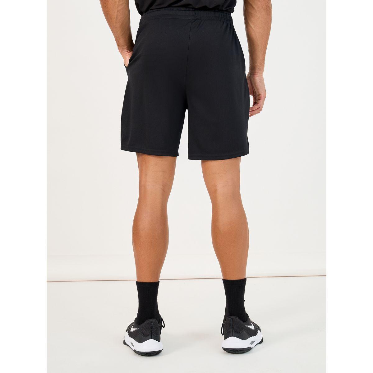 Minimal Text Print Mesh Running Shorts with Drawstring Waist-men-clothing-sportswearandactivewear-bottoms-shorts-image-4
