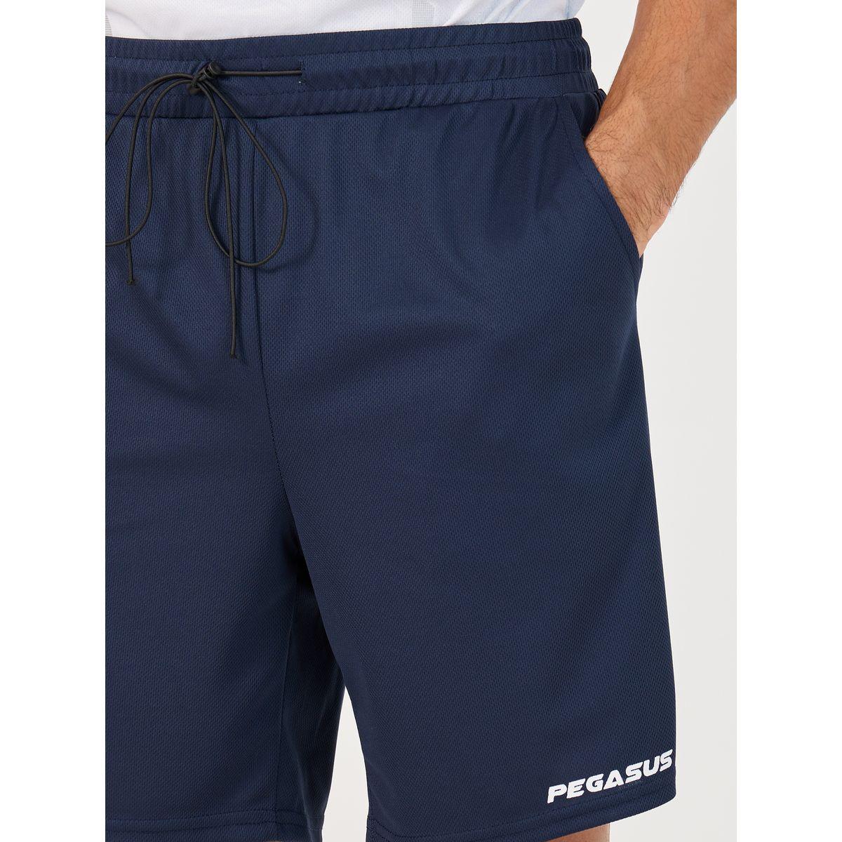 Minimal Text Print Mesh Running Shorts with Drawstring Waist-men-clothing-sportswearandactivewear-bottoms-image-3