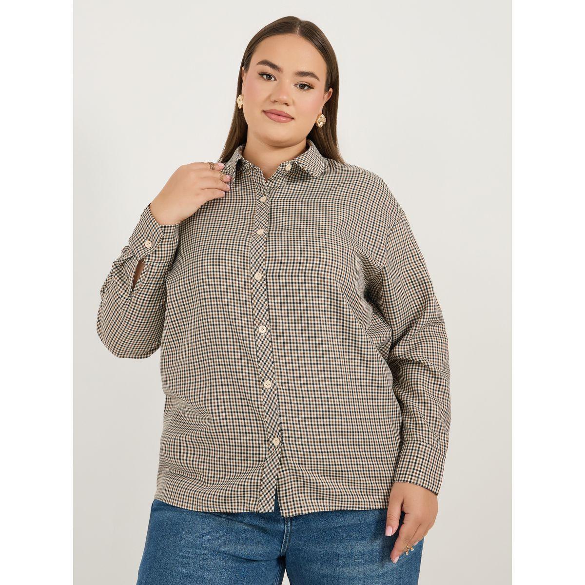 Styli Plus Size Checked Oversized Shirt-women-clothing-shirtsandblouses-shirts-image-1