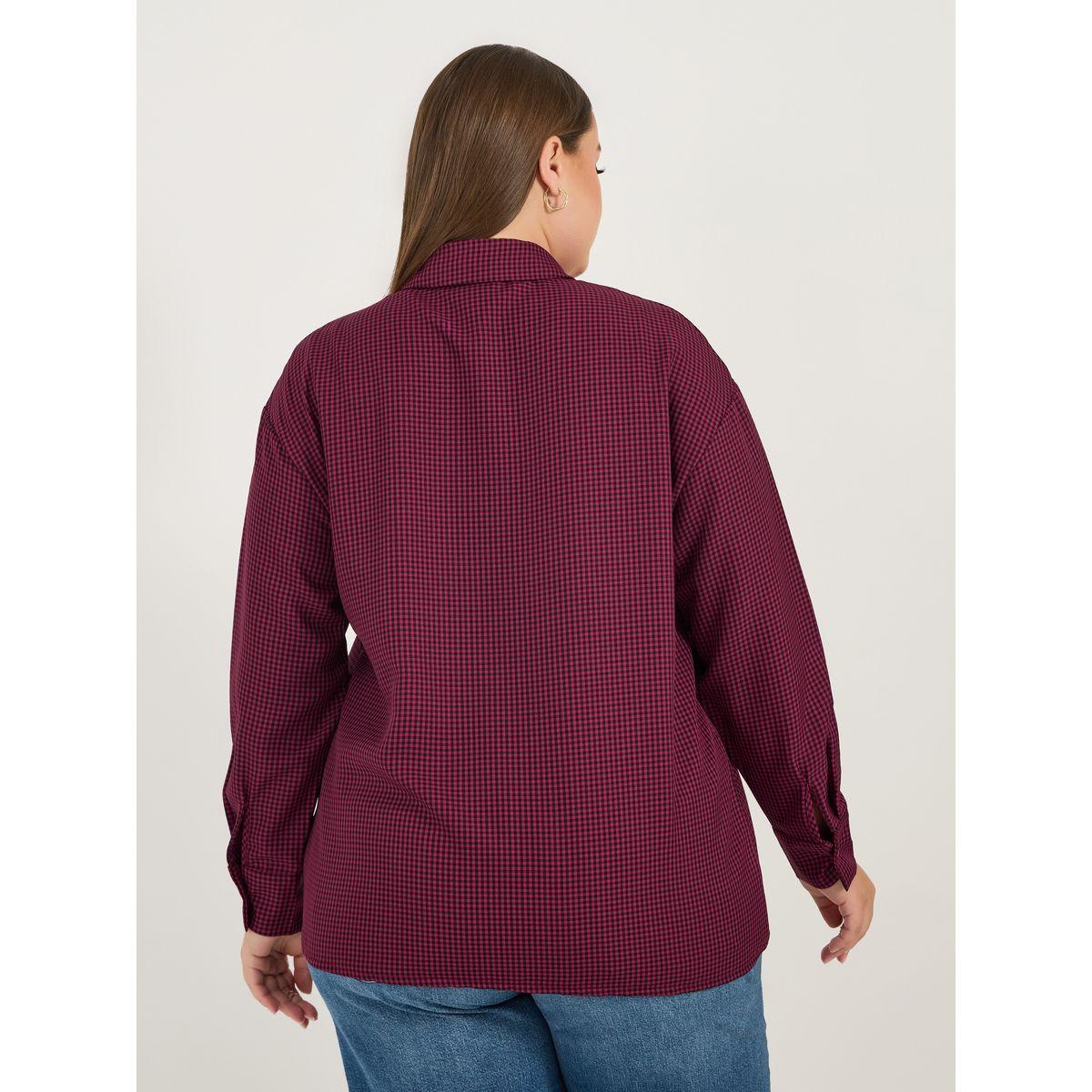 بلوزة فضفاضة بمقاس كبير وطبعة مربعات-women-clothing-shirtsandblouses-shirts-image-1