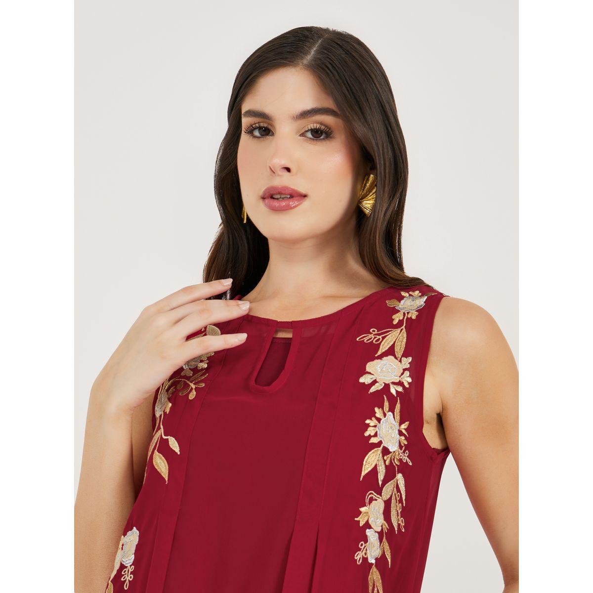 Embroidered Sleeveless Shift Maxi Dress-women-clothing-dresses-image-4