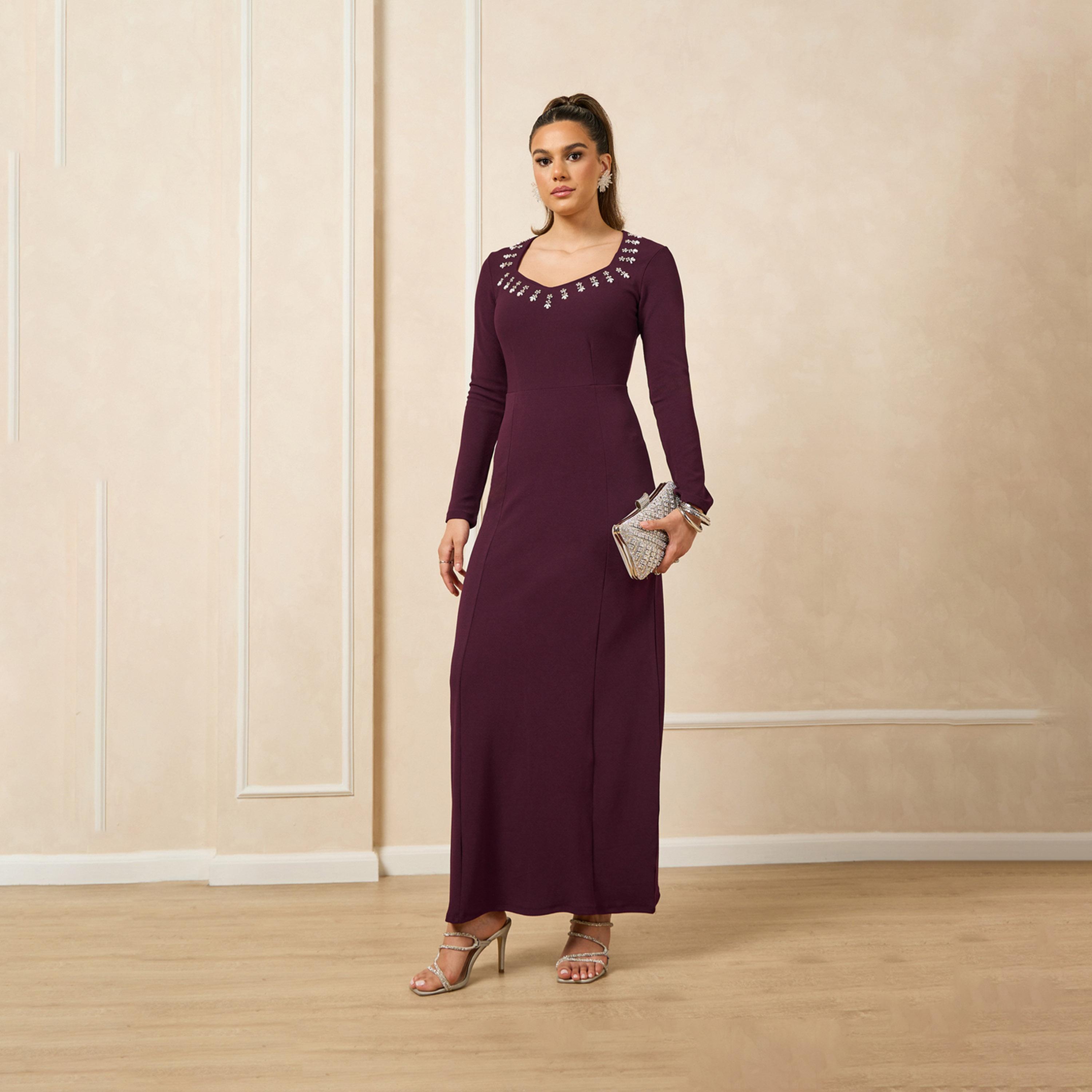 ستايلي - فستان ماكسي بأكمام طويلة-women-clothing-dresses-image-2
