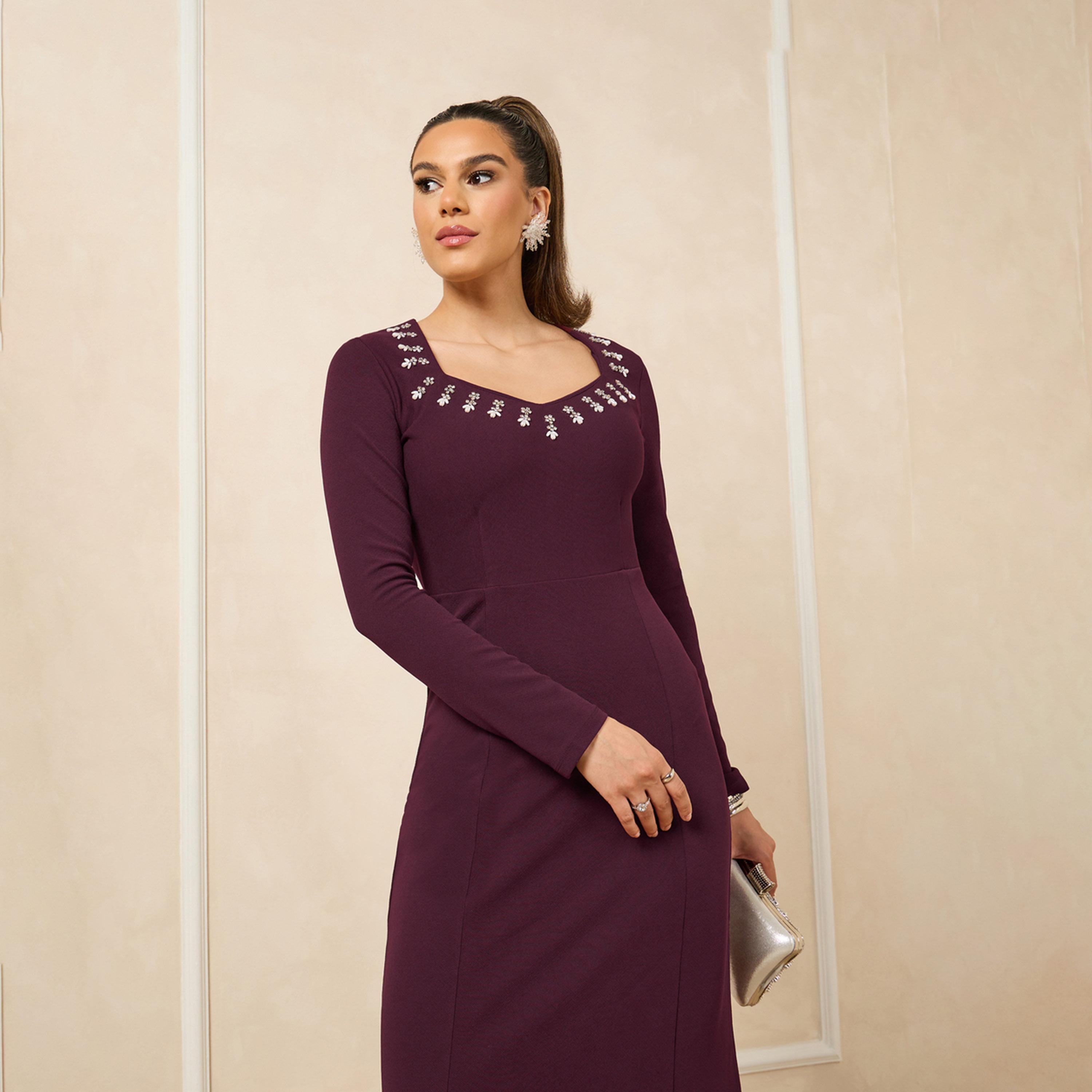 ستايلي - فستان ماكسي بأكمام طويلة-women-clothing-dresses-image-3