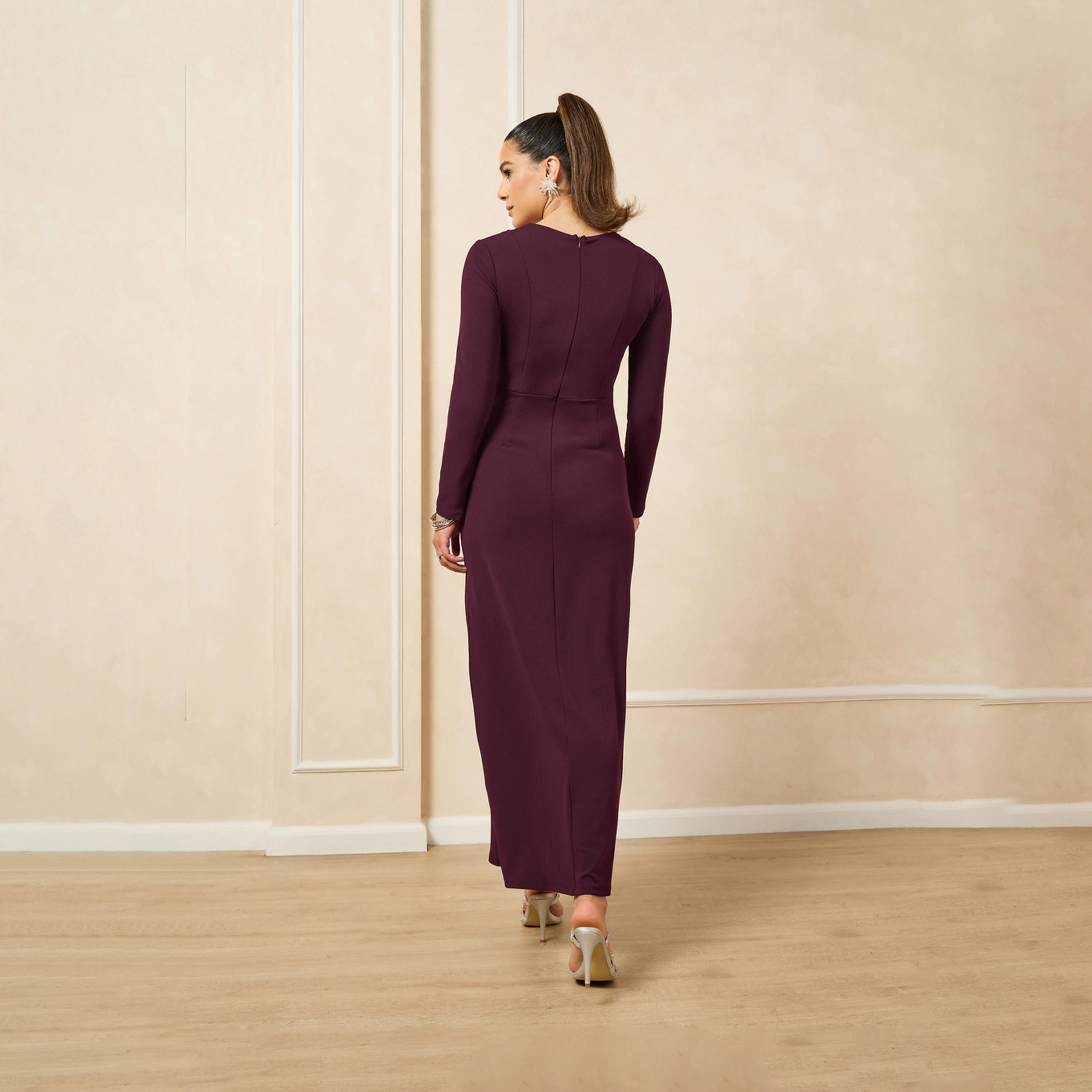 Styli Embellished Long Sleeves Sheath Maxi Dress-women-clothing-dresses-image-6