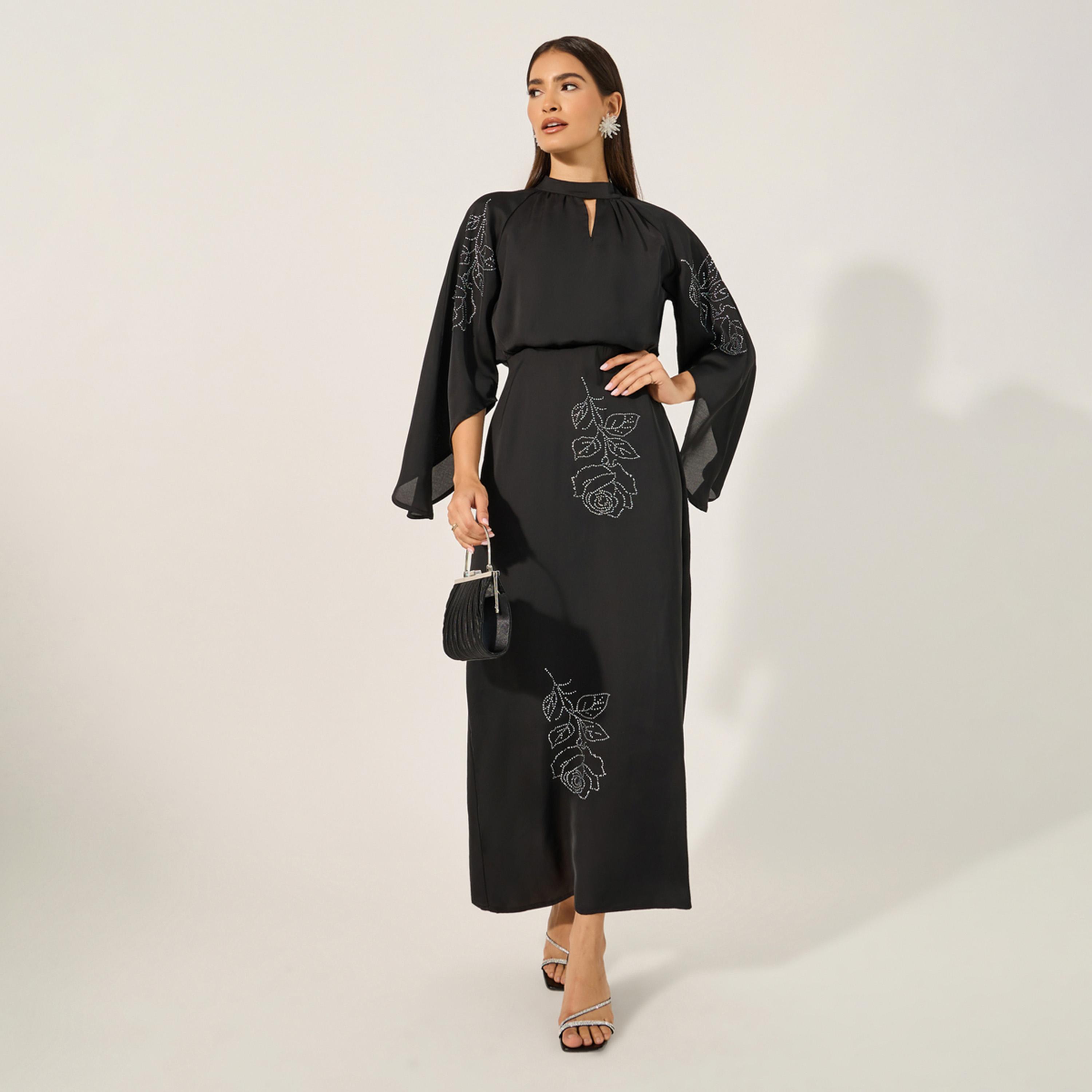 ستايلي - فستان ماكسي مزين بأكمام 3/4-women-clothing-dresses-image-1