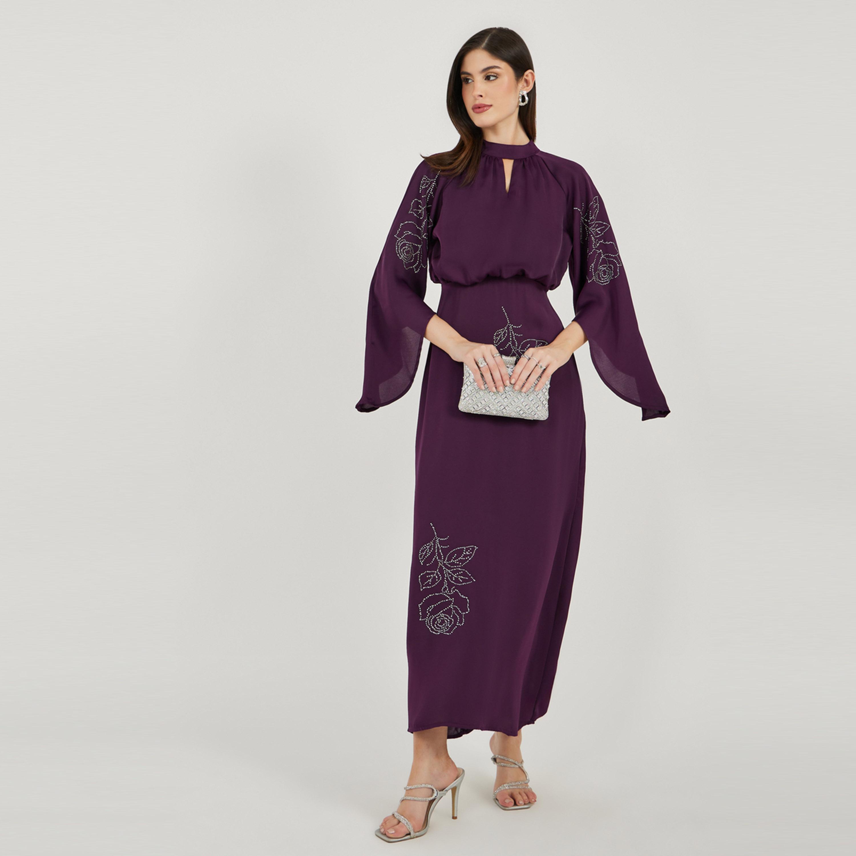 Styli Embellished A-Line Maxi Dress with 3/4 Sleeves-women-clothing-dresses-image-1