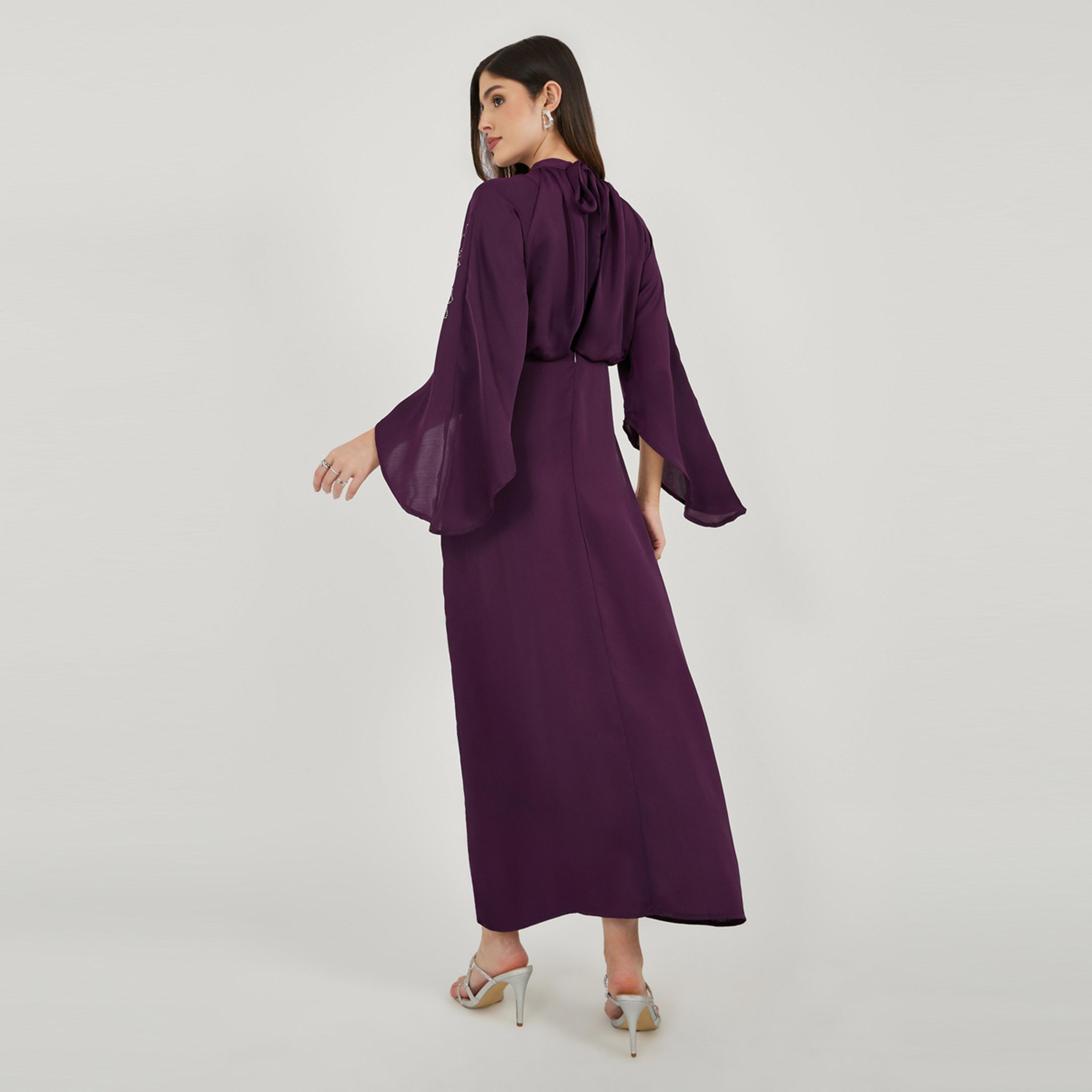 Styli Embellished A-Line Maxi Dress with 3/4 Sleeves-women-clothing-dresses-image-5