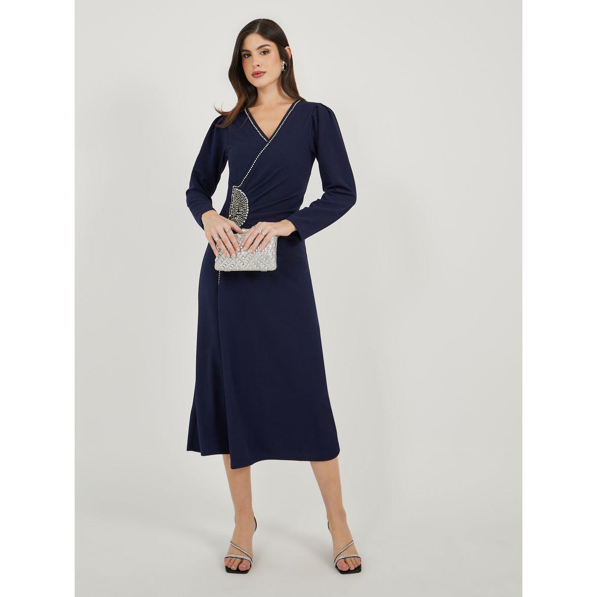 فستان ميدي بأكمام طويلة ومزخرف-women-clothing-dresses-image-1