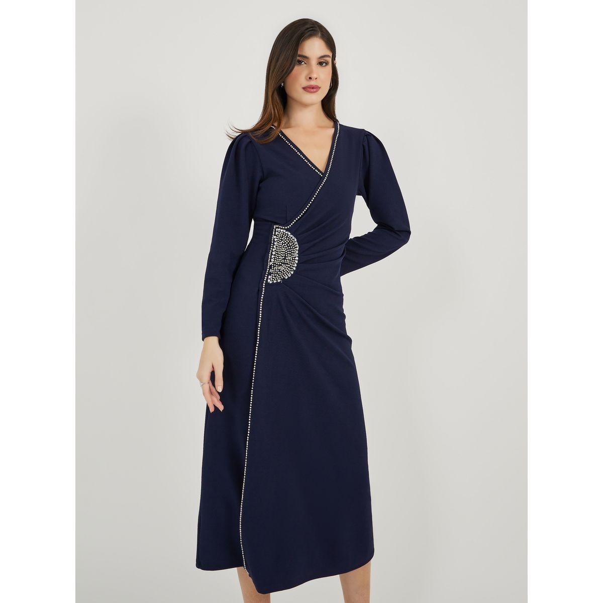 فستان ميدي بأكمام طويلة ومزخرف-women-clothing-dresses-image-4