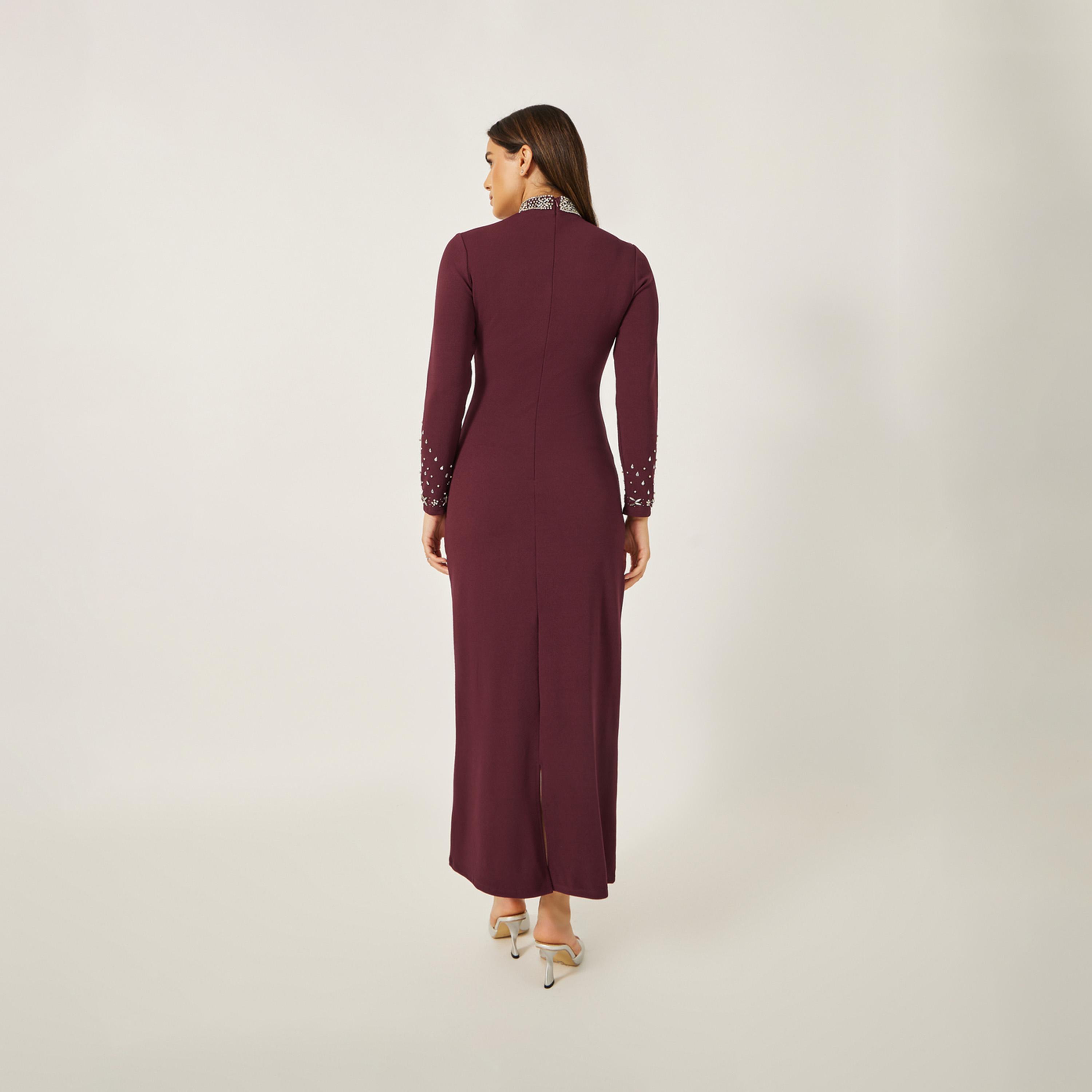 ستايلي - فستان ماكسي مزين بفتحة على شكل قلب-women-clothing-dresses-image-6