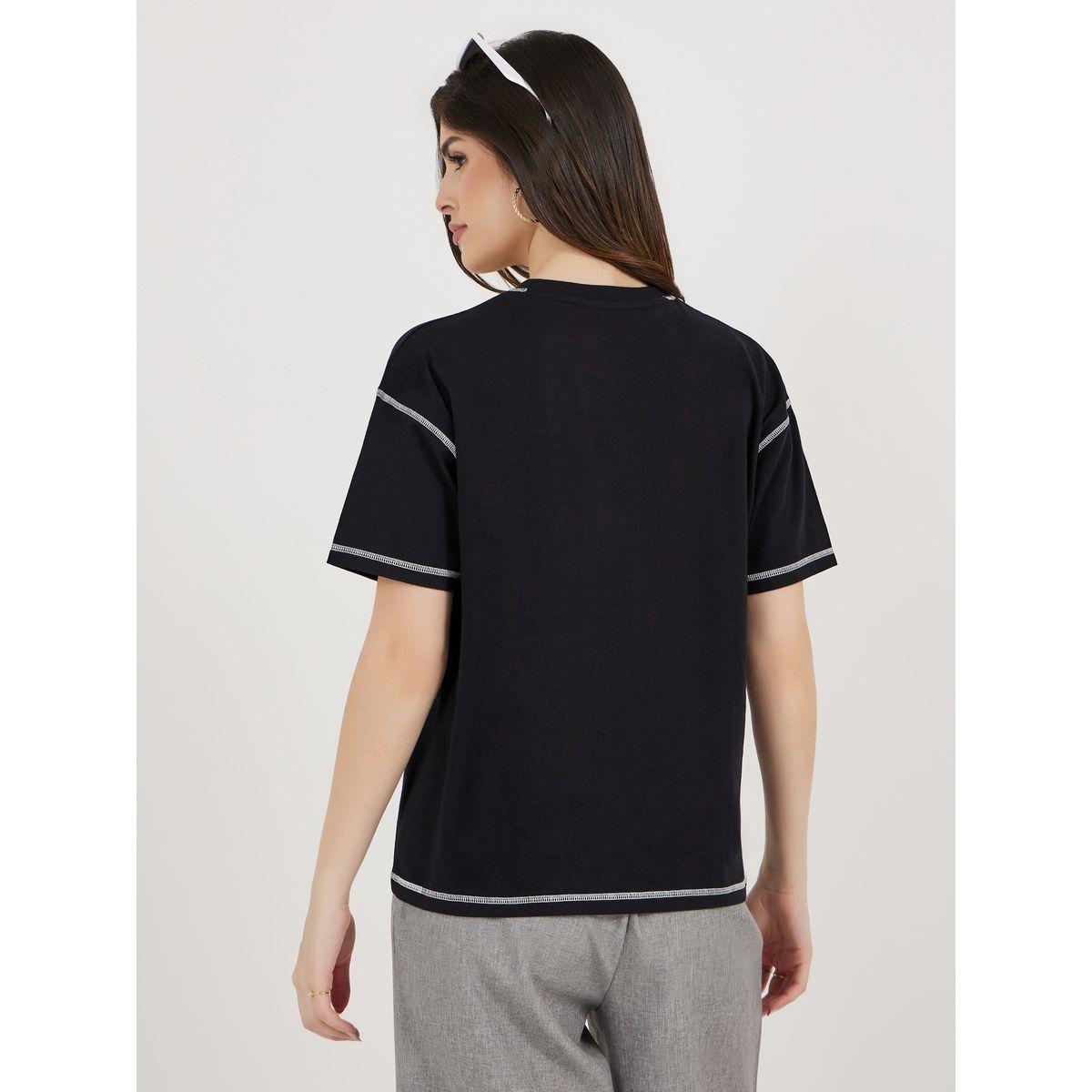تيشيرت بوكسي بياقة دائرية وتفاصيل مدروزة-women-clothing-tshirts-image-5