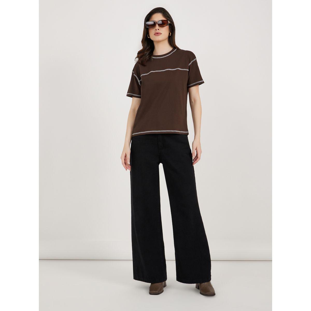 تي شيرت بتفاصيل غرز متباينة-women-clothing-tshirts-image-2