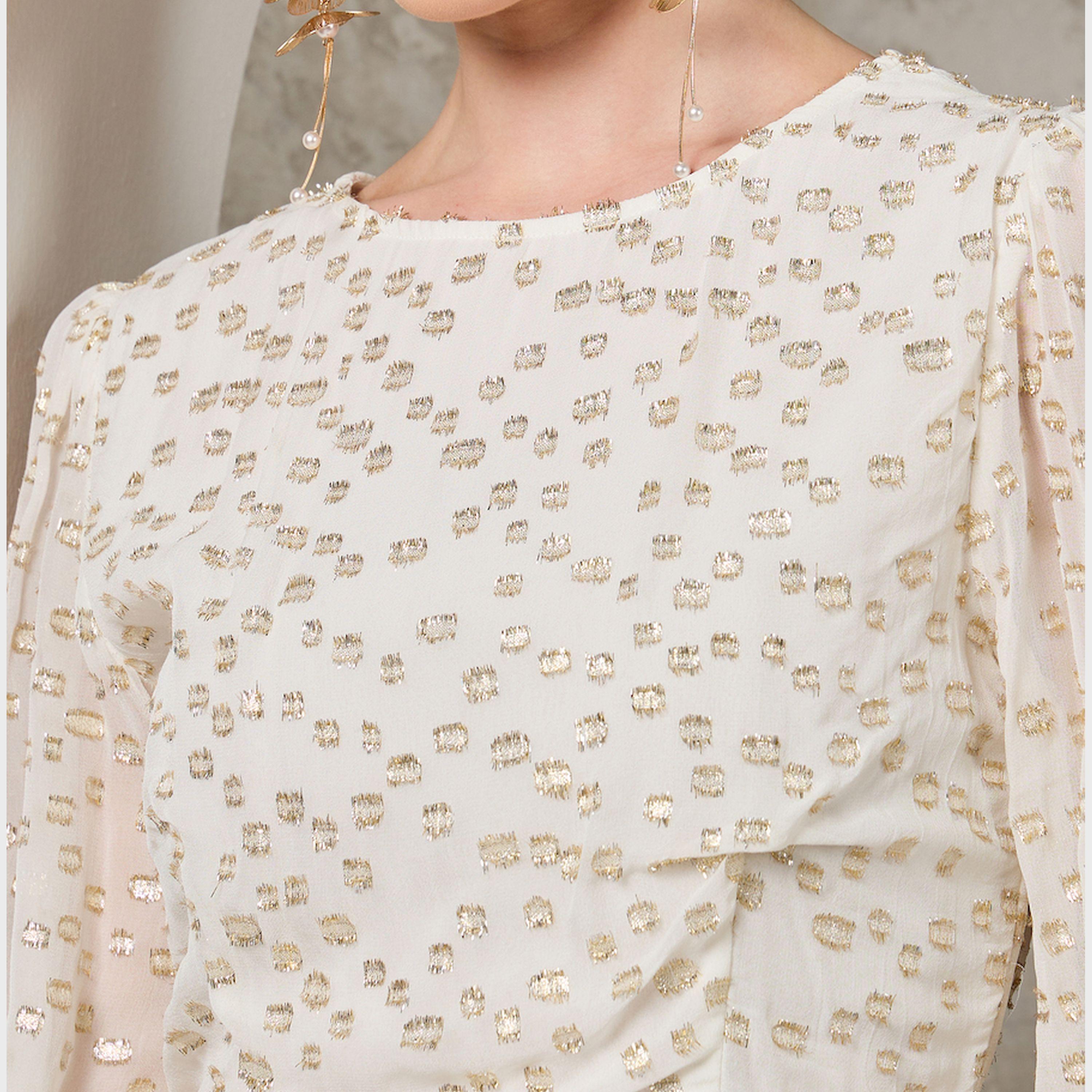 ستايلي - فستان ماكسي قماش دوبي بأكمام منفوخة وطبقات-women-clothing-dresses-image-4
