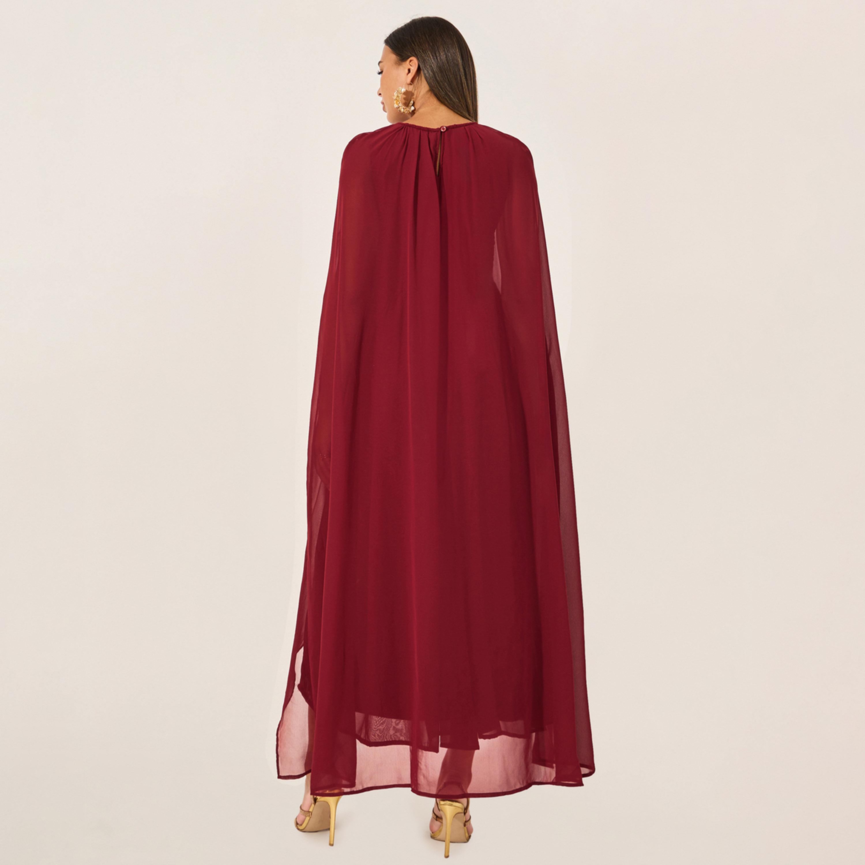 Styli Embellished Cape Sleeves A-Line Maxi Dress-women-clothing-dresses-image-5