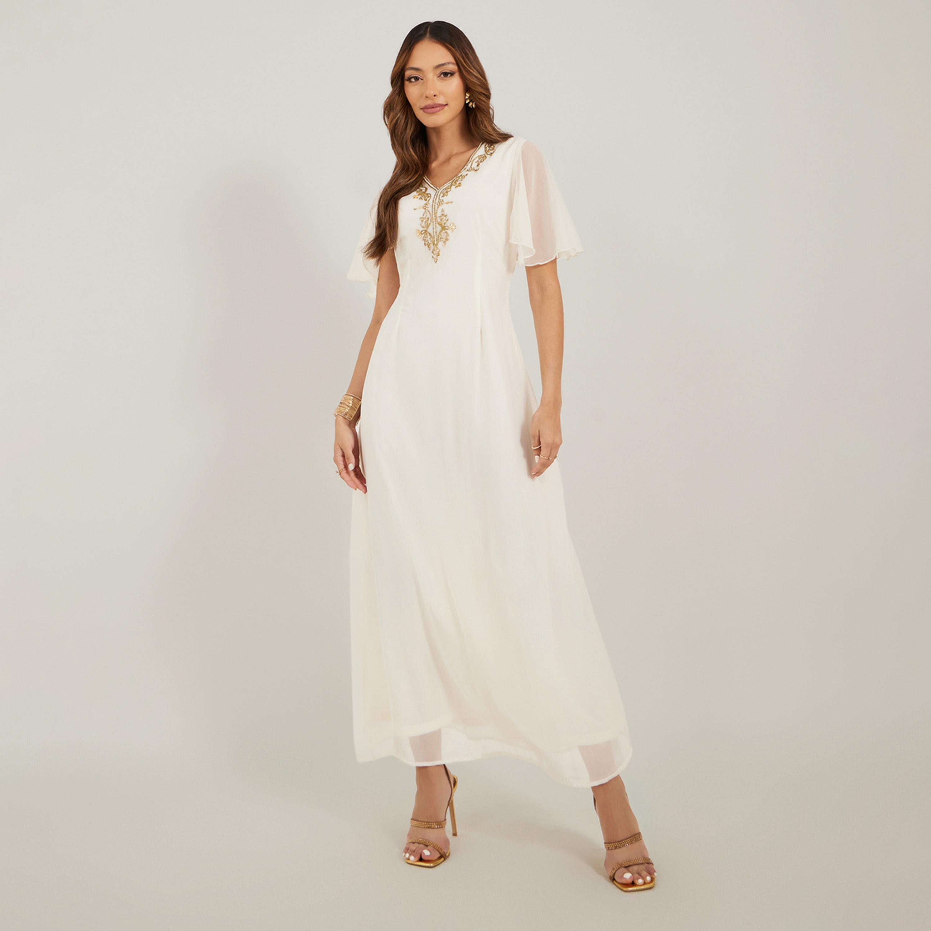 Styli Embellished Short Sleeves A-Line Maxi Dress-women-clothing-dresses-image-1