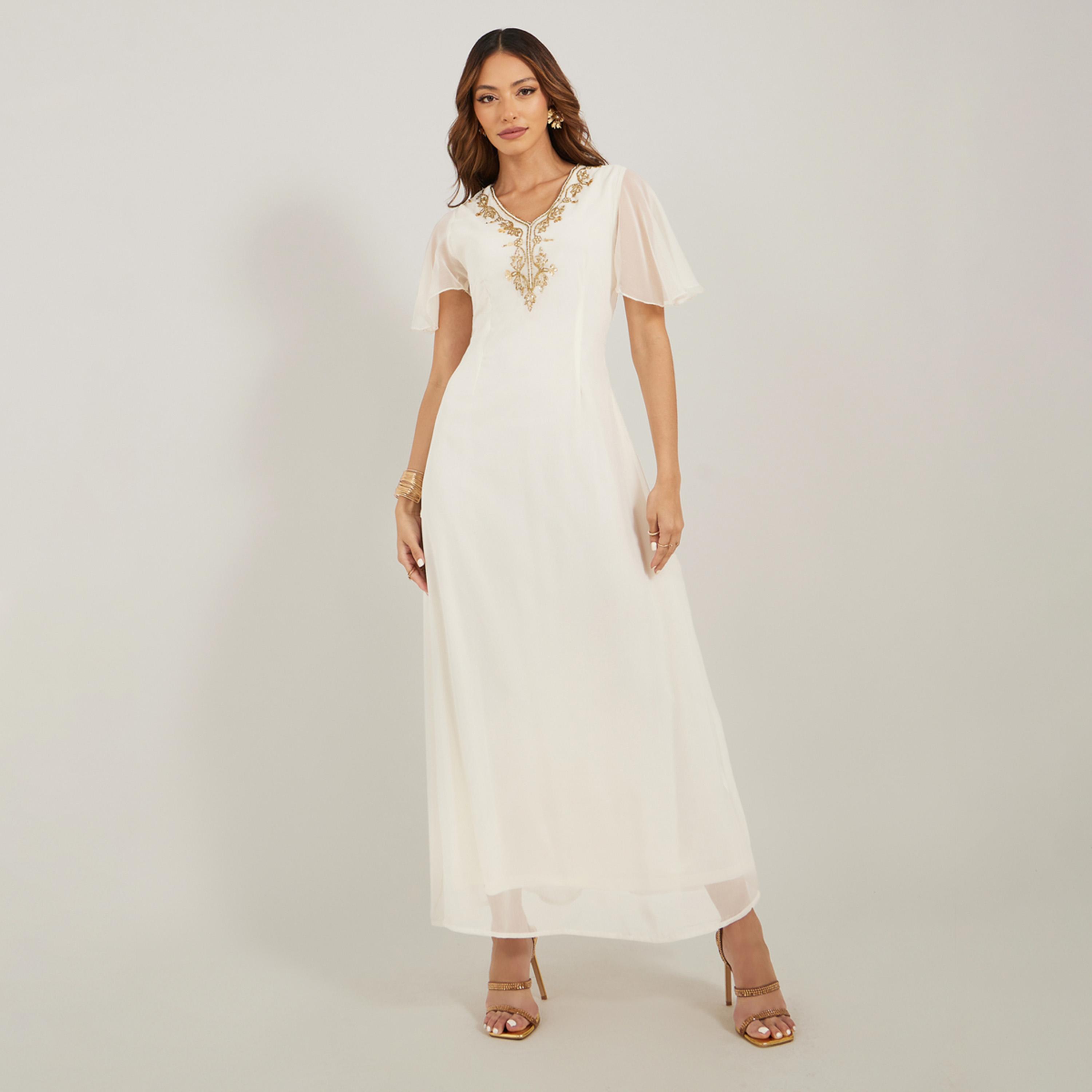 Styli Embellished Short Sleeves A-Line Maxi Dress-women-clothing-dresses-image-2
