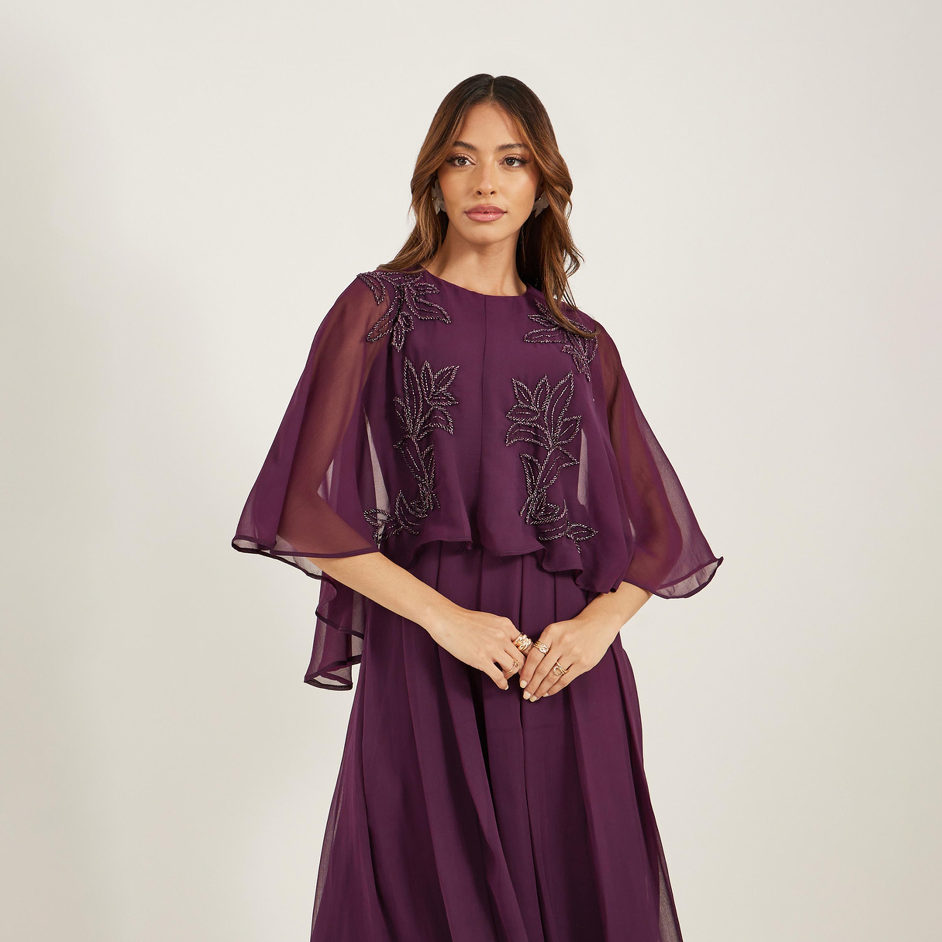 Styli Embellished Cape Sleeves A-Line Maxi Dress-women-clothing-dresses-image-3