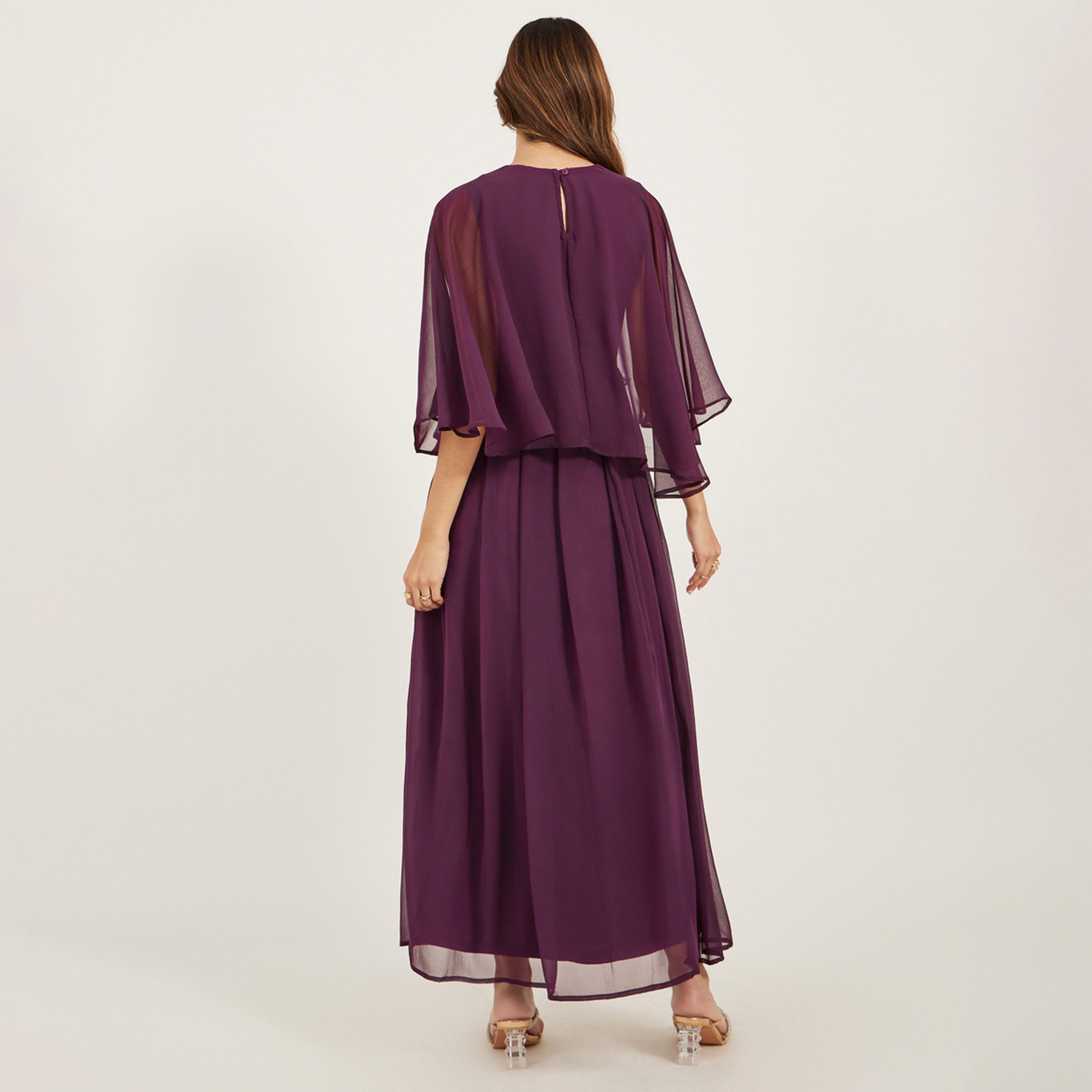 Styli Embellished Cape Sleeves A-Line Maxi Dress-women-clothing-dresses-image-5