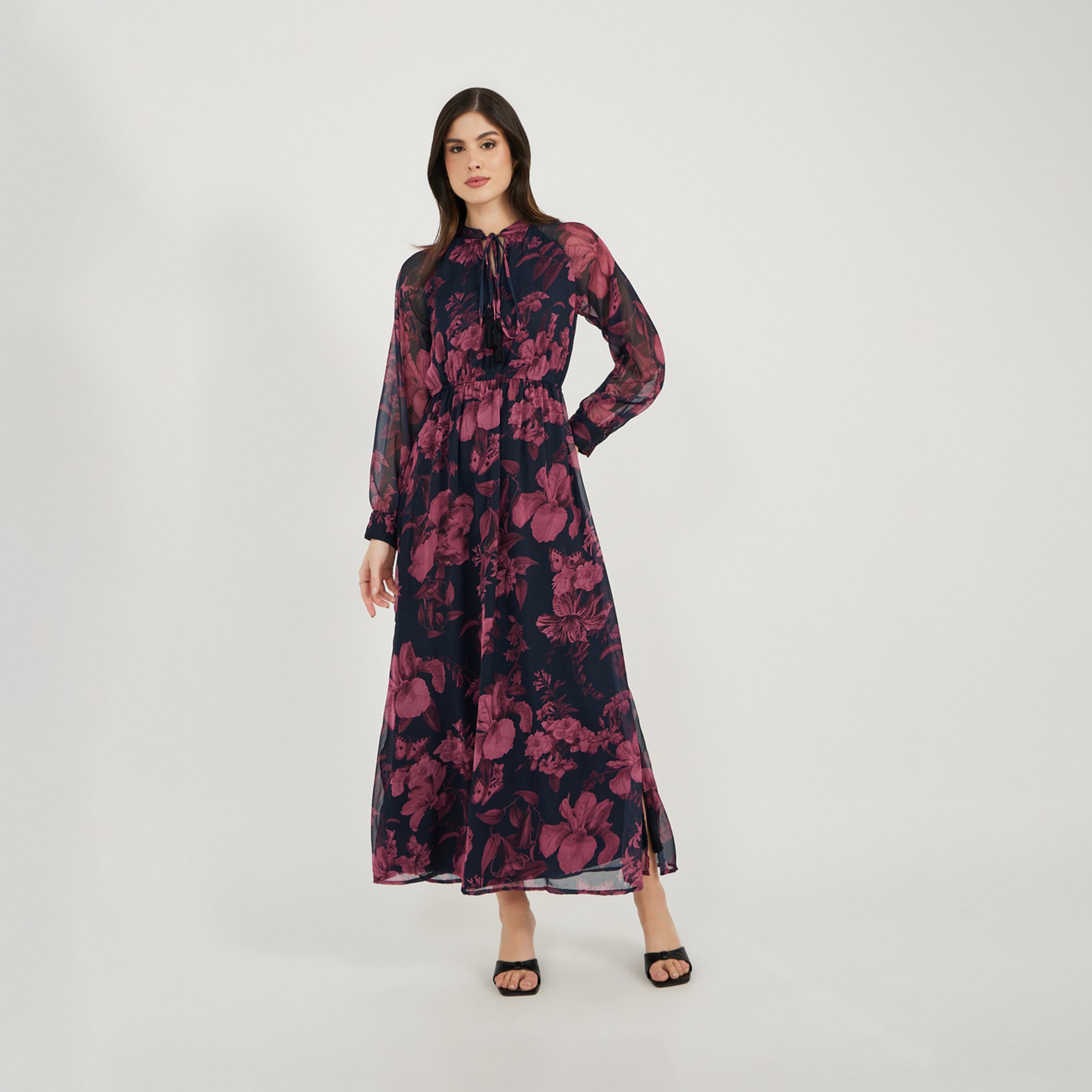 Styli Floral Print Long Sleeves A-Line Maxi Dress-women-clothing-dresses-image-3