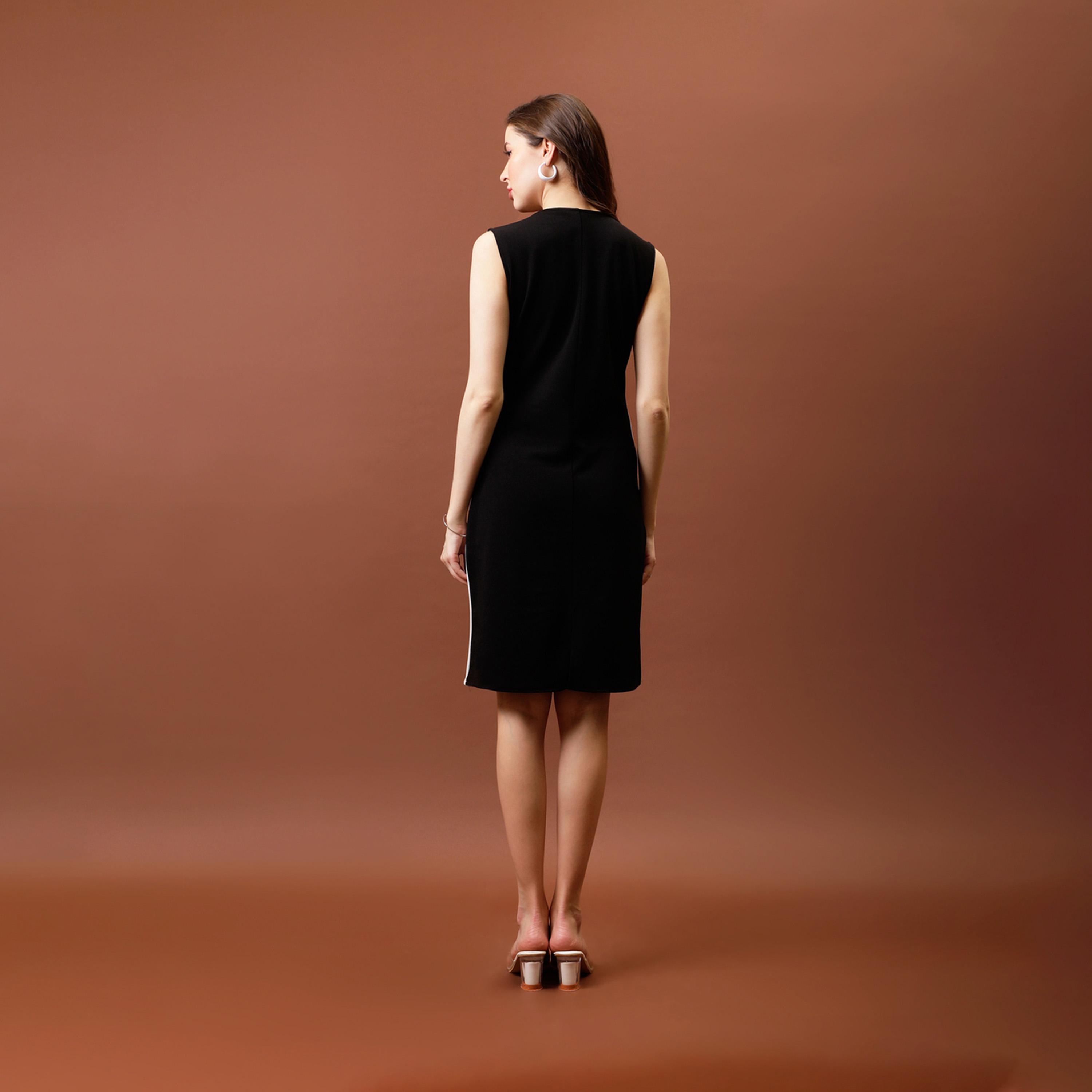 Athena X Styli Contrast Side Panel Sheath Knee Length Dress-women-clothing-dresses-image-1