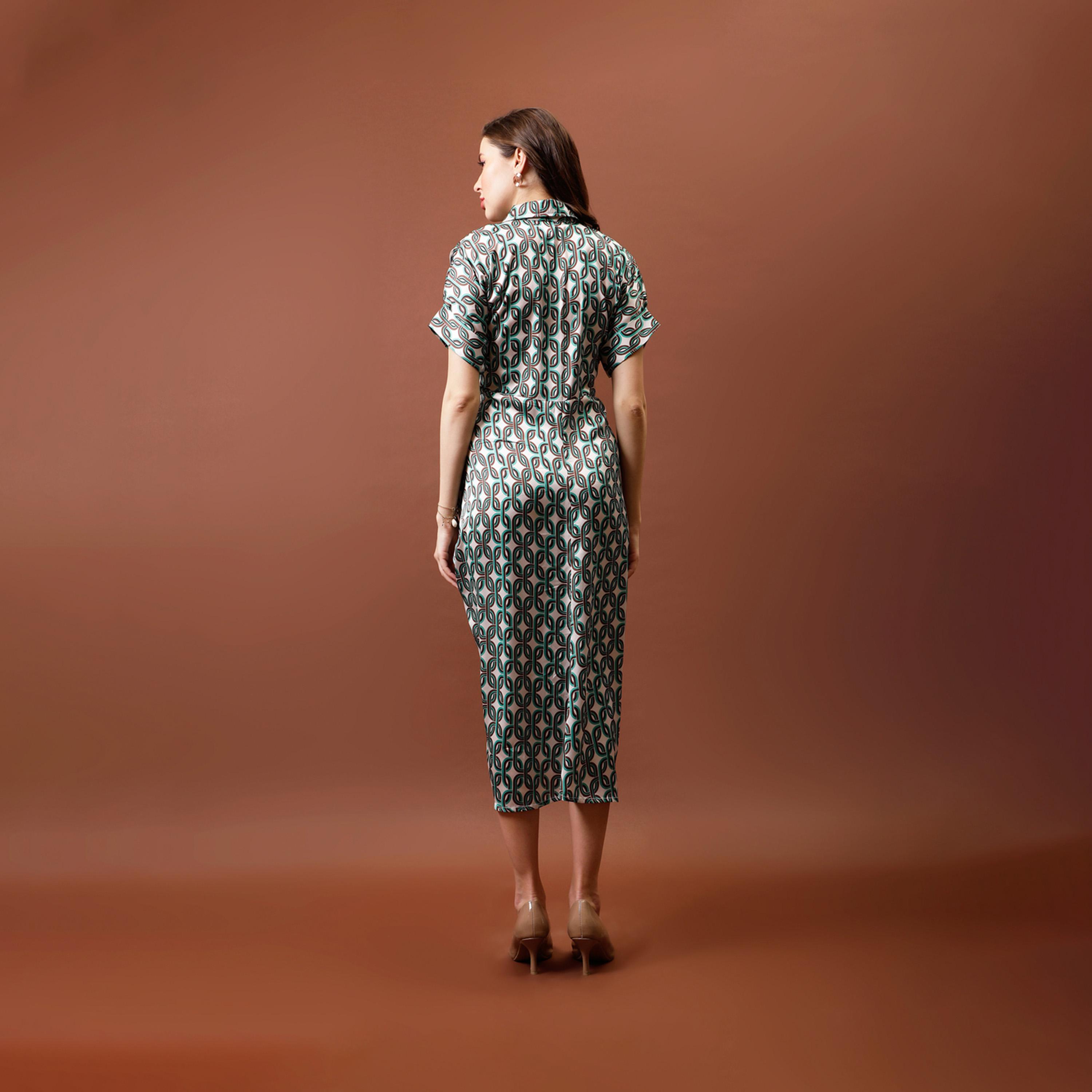 Athena X Styli Printed Satin Shirt Midi Dress With Pleated Detail-women-clothing-dresses-image-1